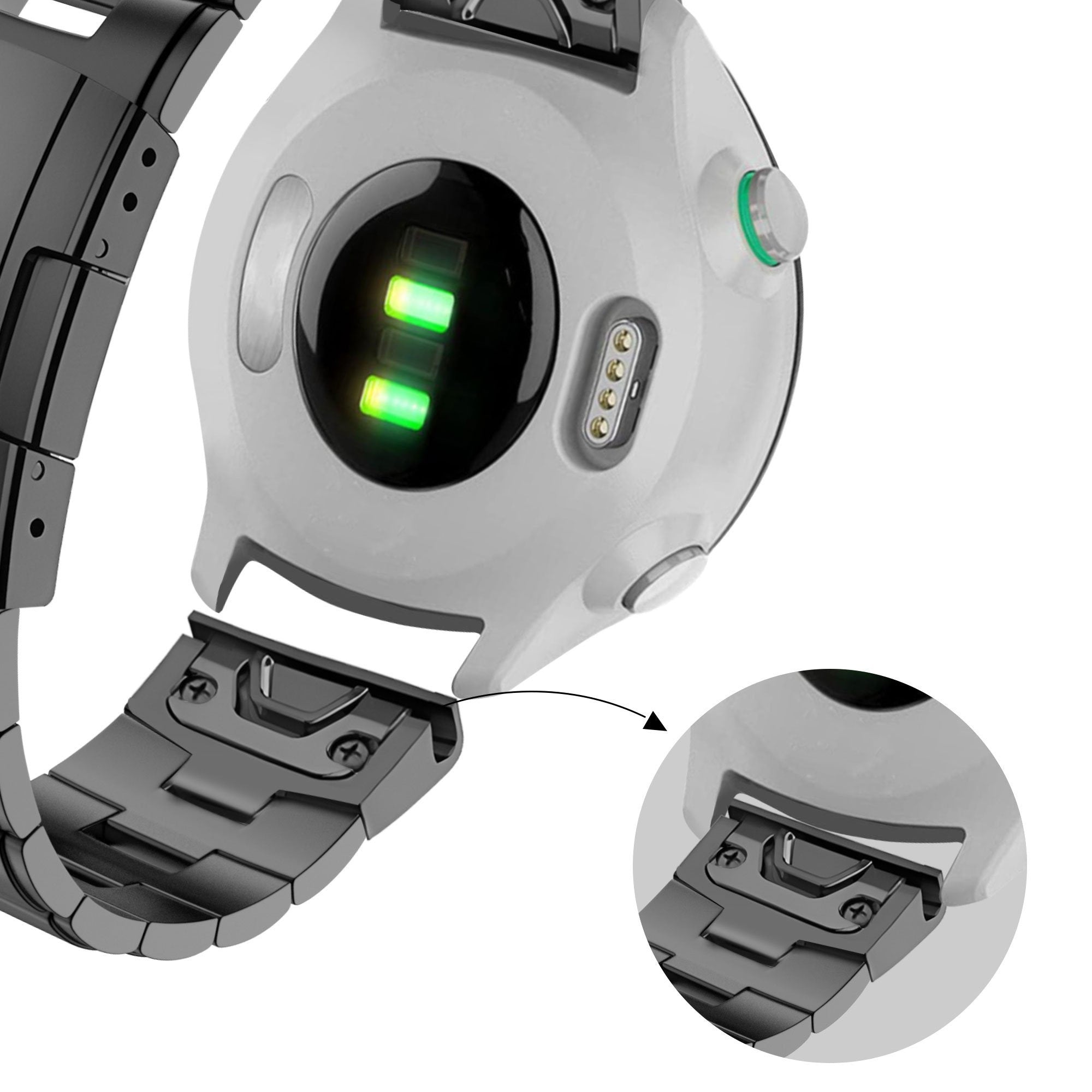 Bandz Garmin Instinct 2 Titan-Gliederarmband (Grau)