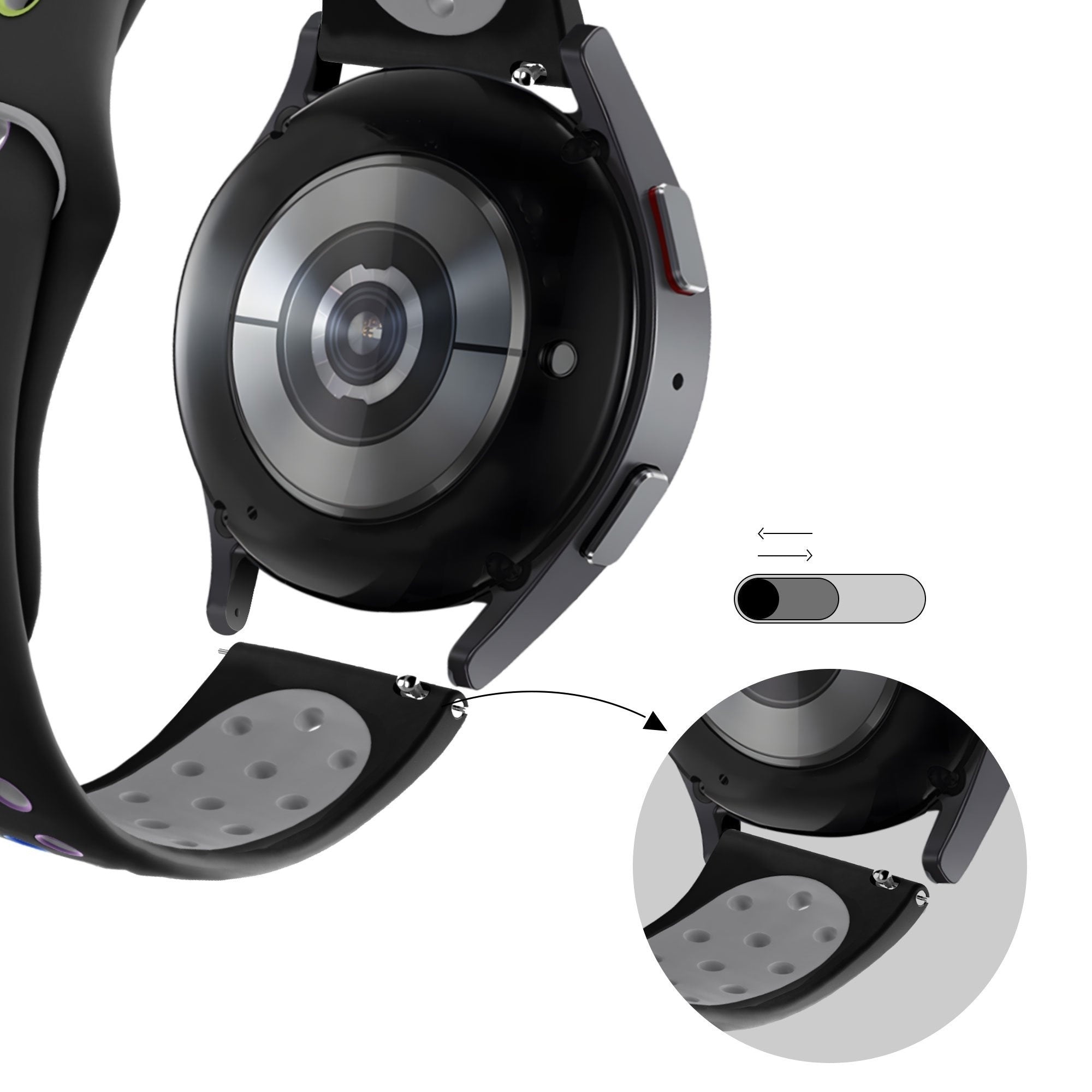 Bandz Amazfit Active 2 Sportarmband 'Deluxe' (Schwarz/Regenbogen)