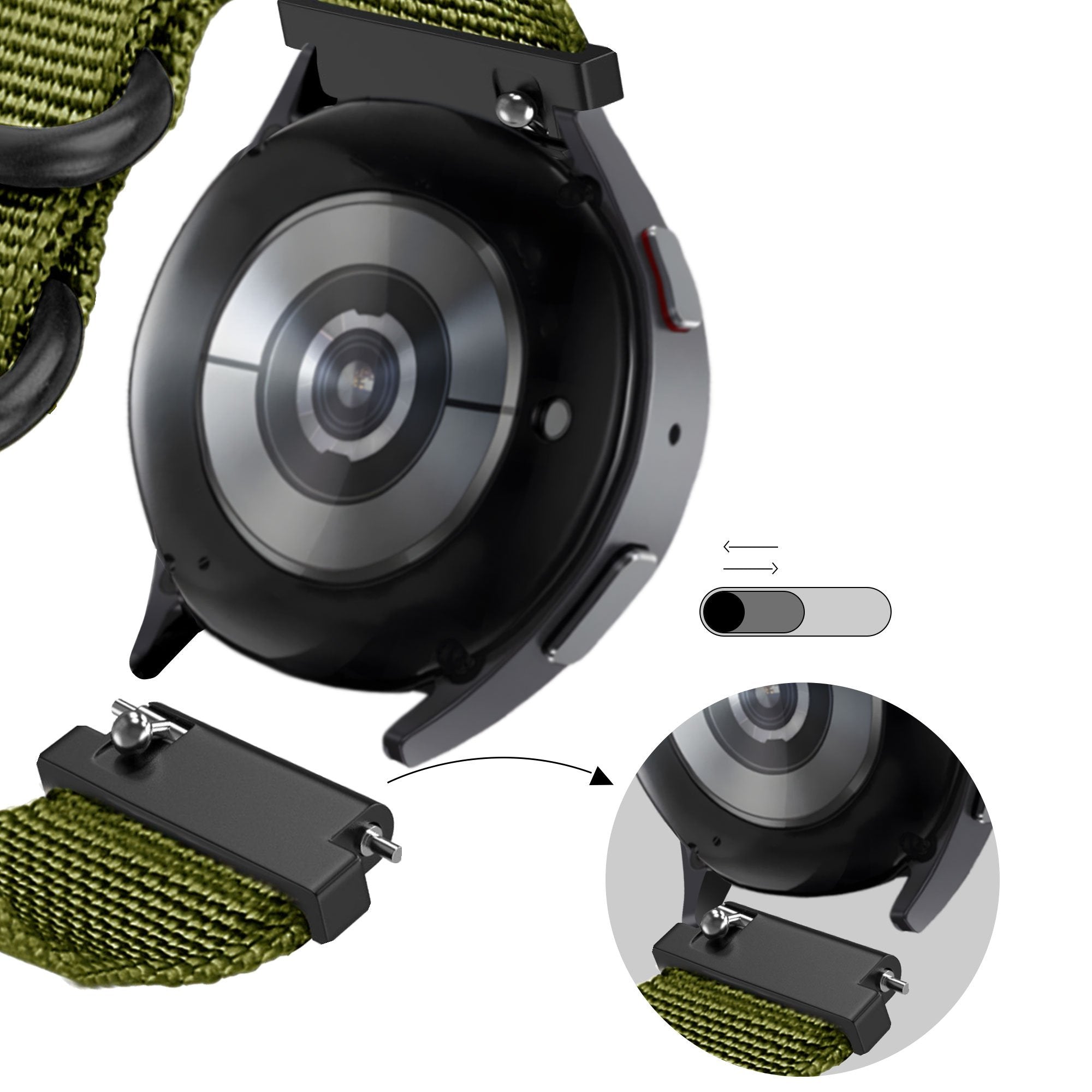 Bandz Garmin Vivomove HR Nylonarmband mit Dornschließe (Grün)