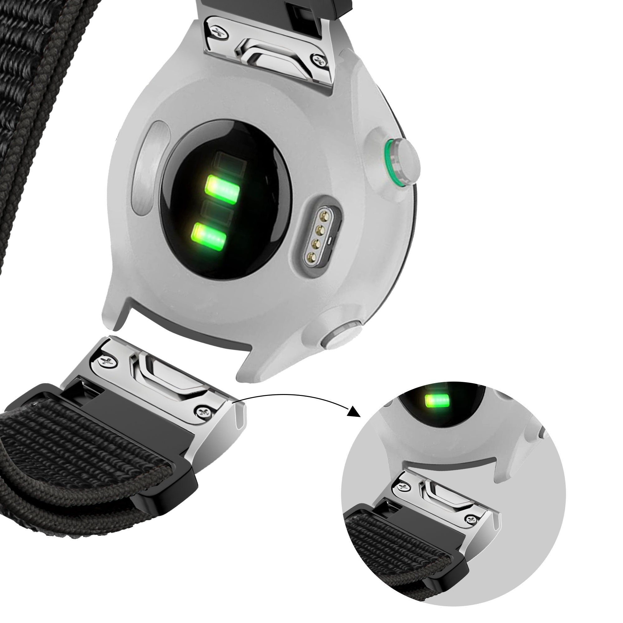 Bandz Garmin Fenix 8 Pro - 47mm Nylon Loop Armband (Schwarz)