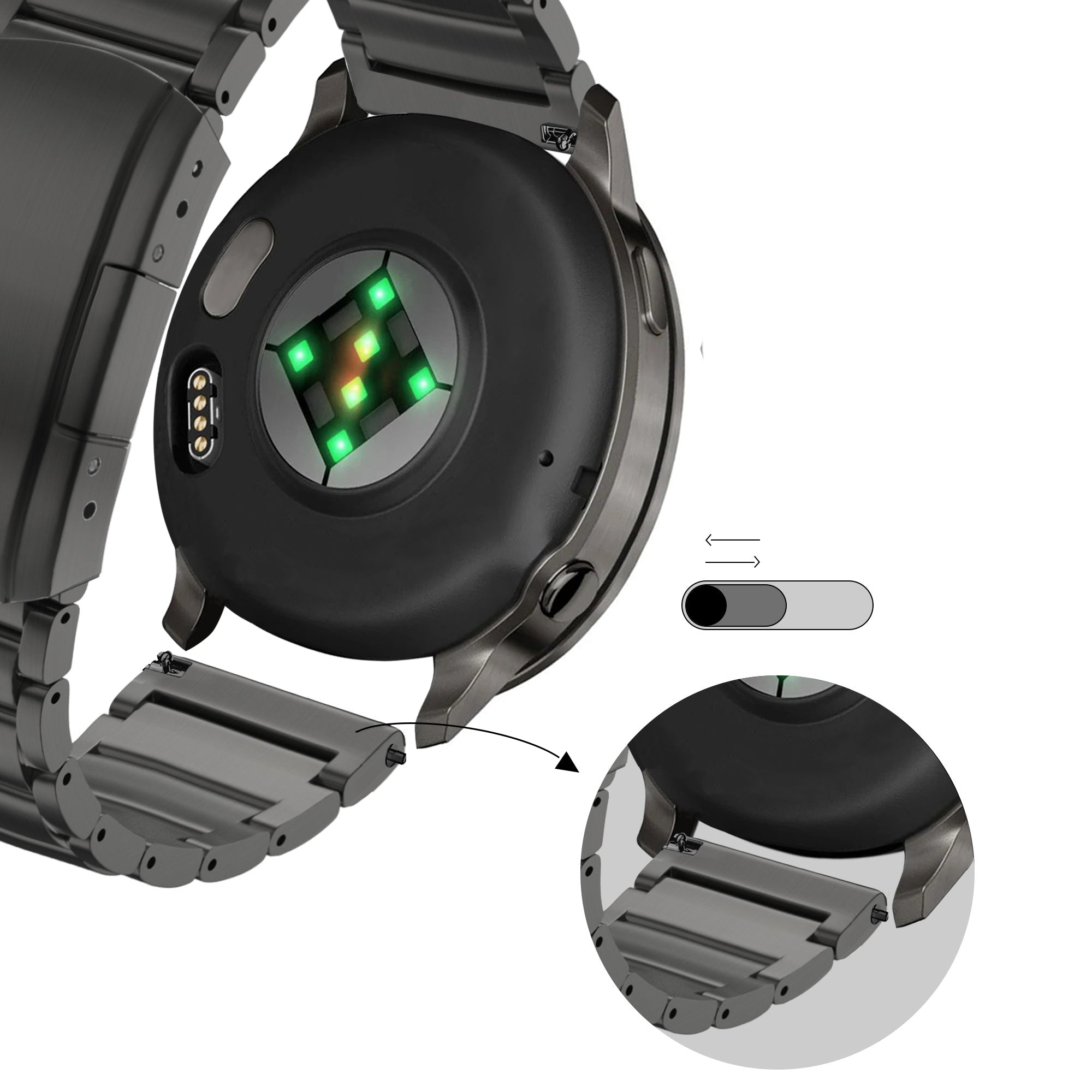 Bandz Garmin Approach S42 Titanium Link Strap (Black)