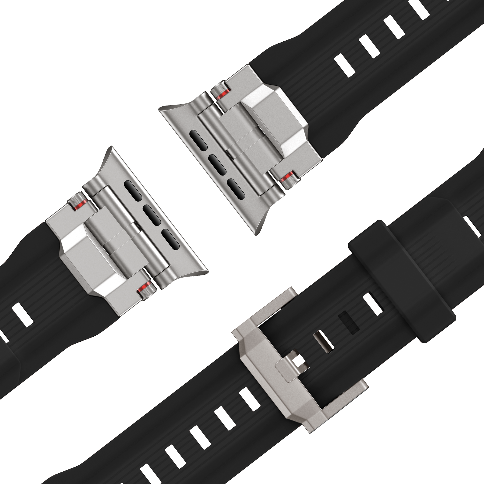 Bandz Apple Watch Armband aus Flüssigsilikon 'Explorer' (Schwarz mit Titan)