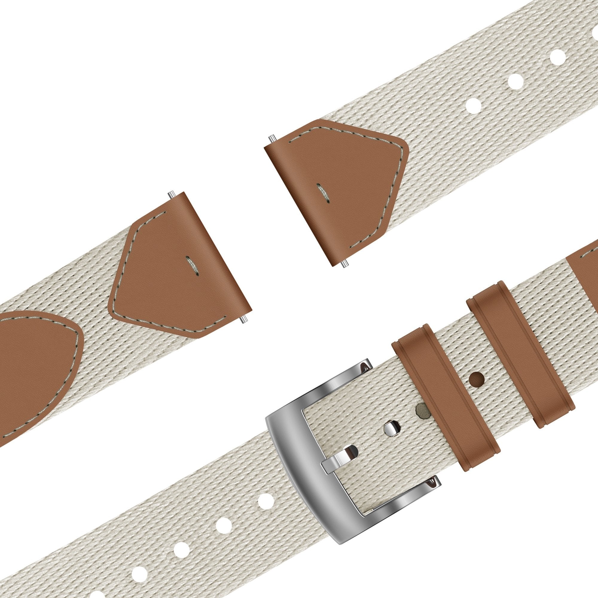 Bandz Withings ScanWatch Light Leather Hybrid Strap 'Easy Fit' (Beige/Brown)
