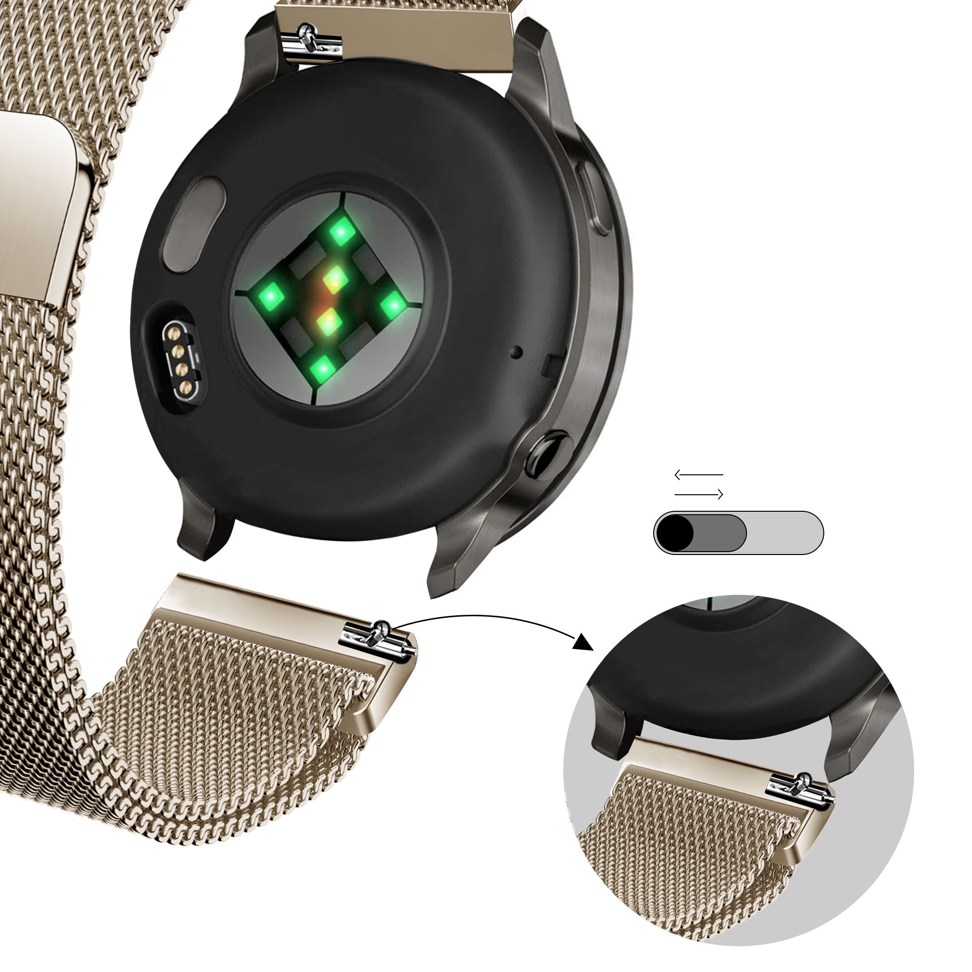 Bandz Garmin Forerunner 255s Milanese Loop Strap (Vintage Gold)