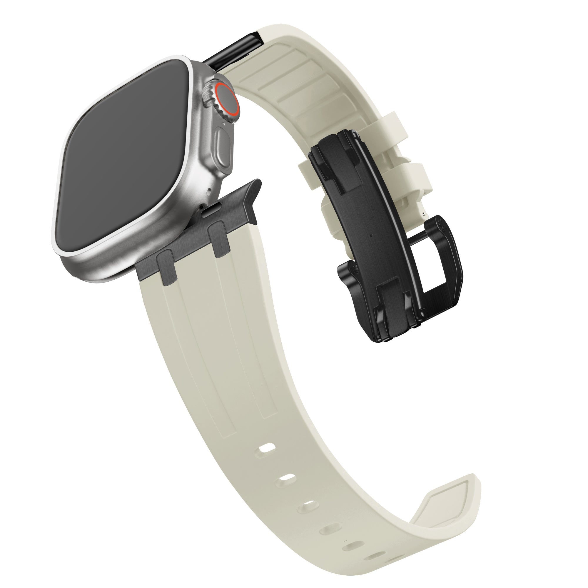 Balr. Apple Watch Ultra flüssiges Silikonarmband (Beige/Schwarz)