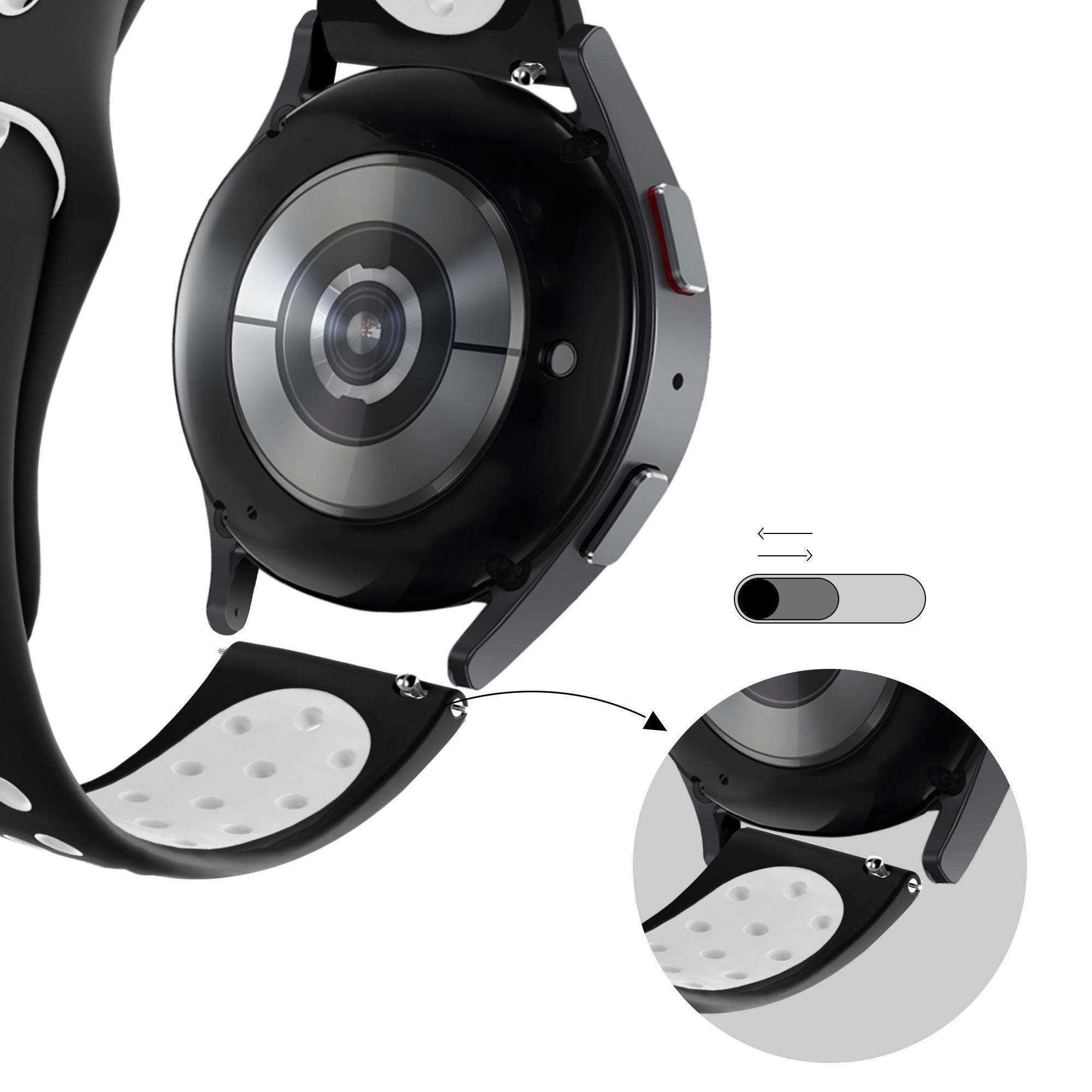 Bandz Coros Apex 42mm Sport Strap 'Deluxe' (Black/White)