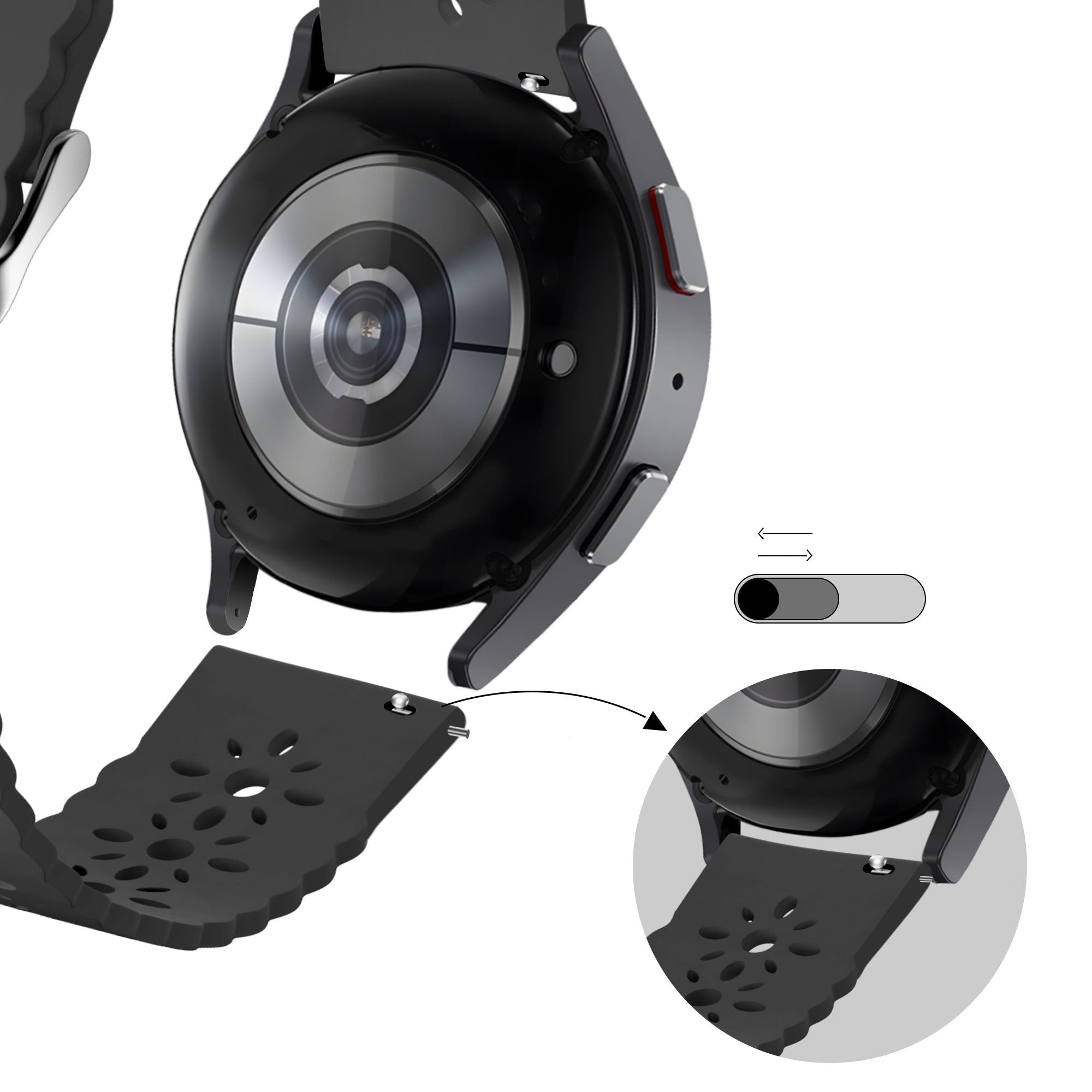 Bandz Coros Pace 2 Silikonarmband mit Muster (Schwarz)