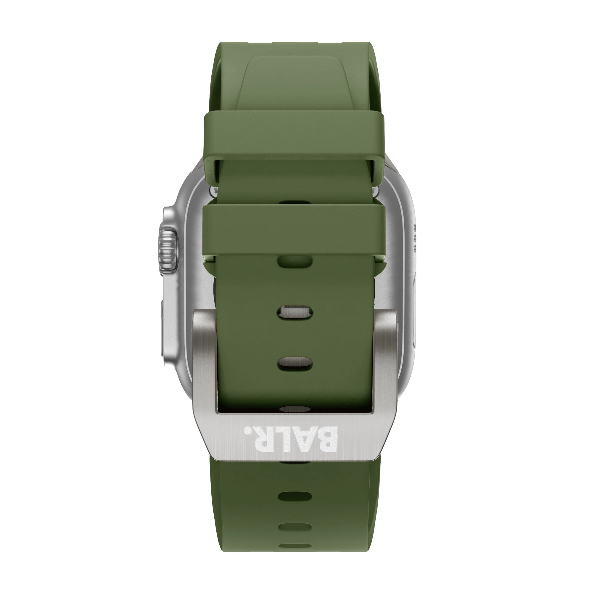 BALR. Apple Watch Ultra Liquid Silicone Strap (Green/Titanium)