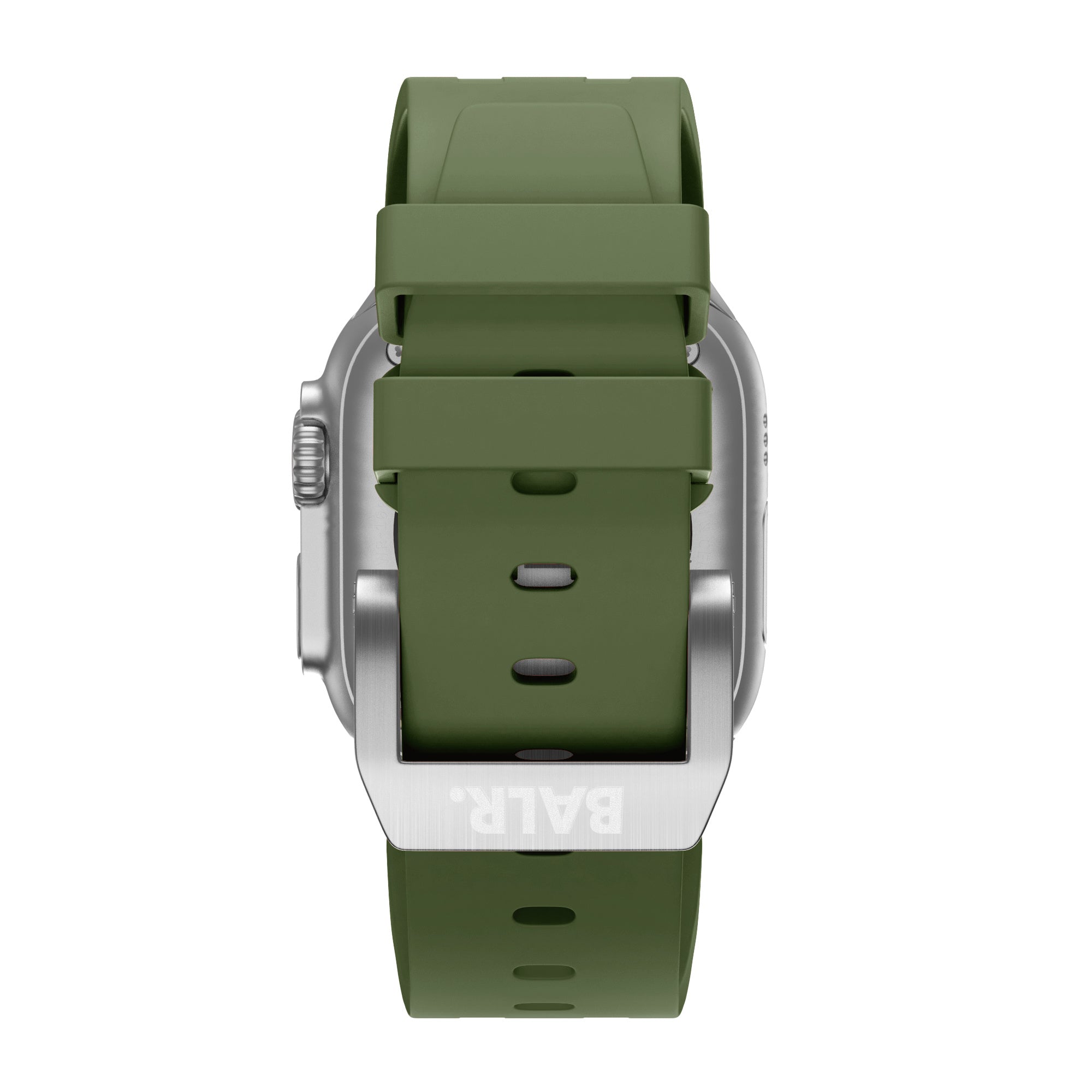 BALR. Apple Watch Ultra Liquid Silicone Strap (Green/Silver)