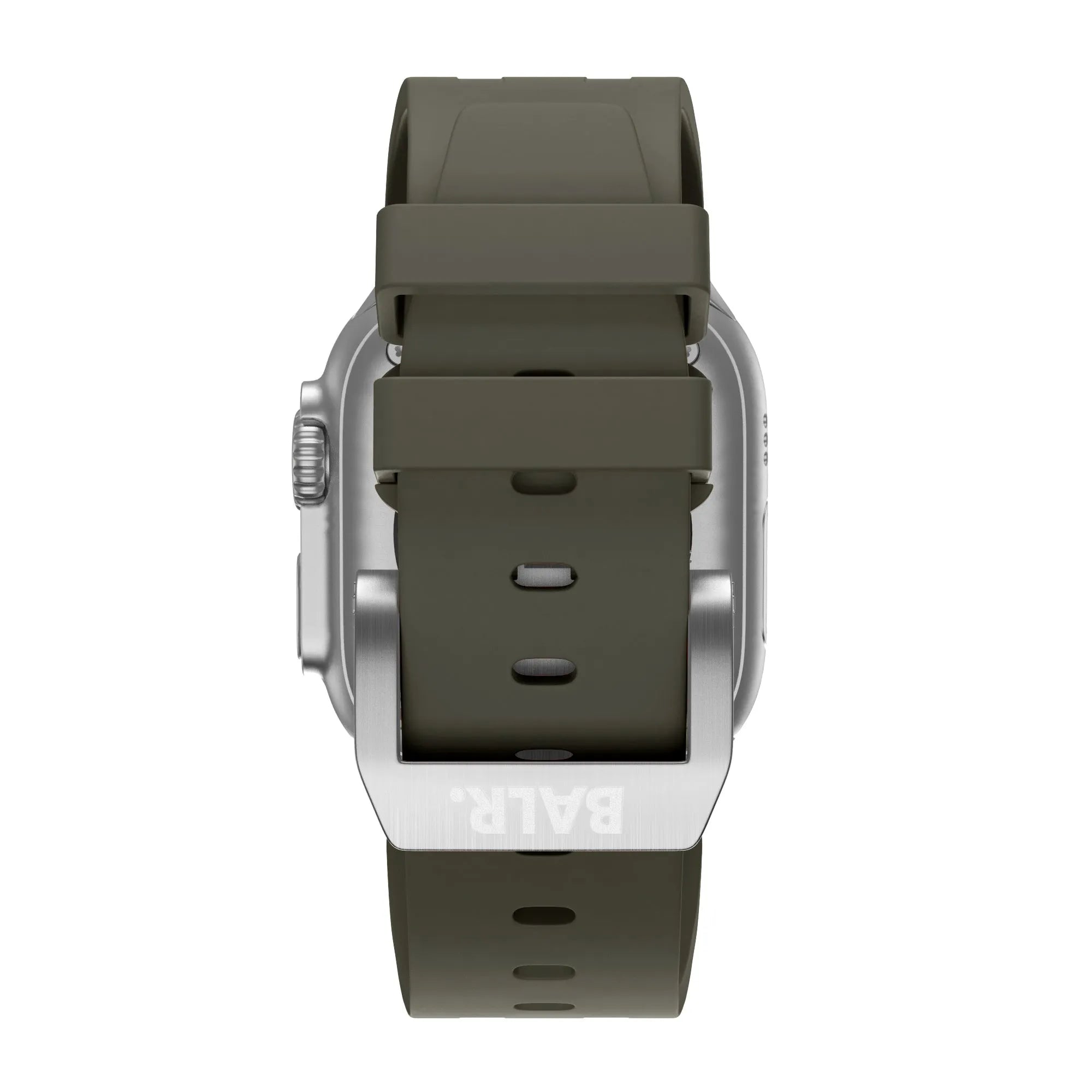 Balr. Apple Watch Ultra flüssiges Silikonarmband (Braun/Silber)