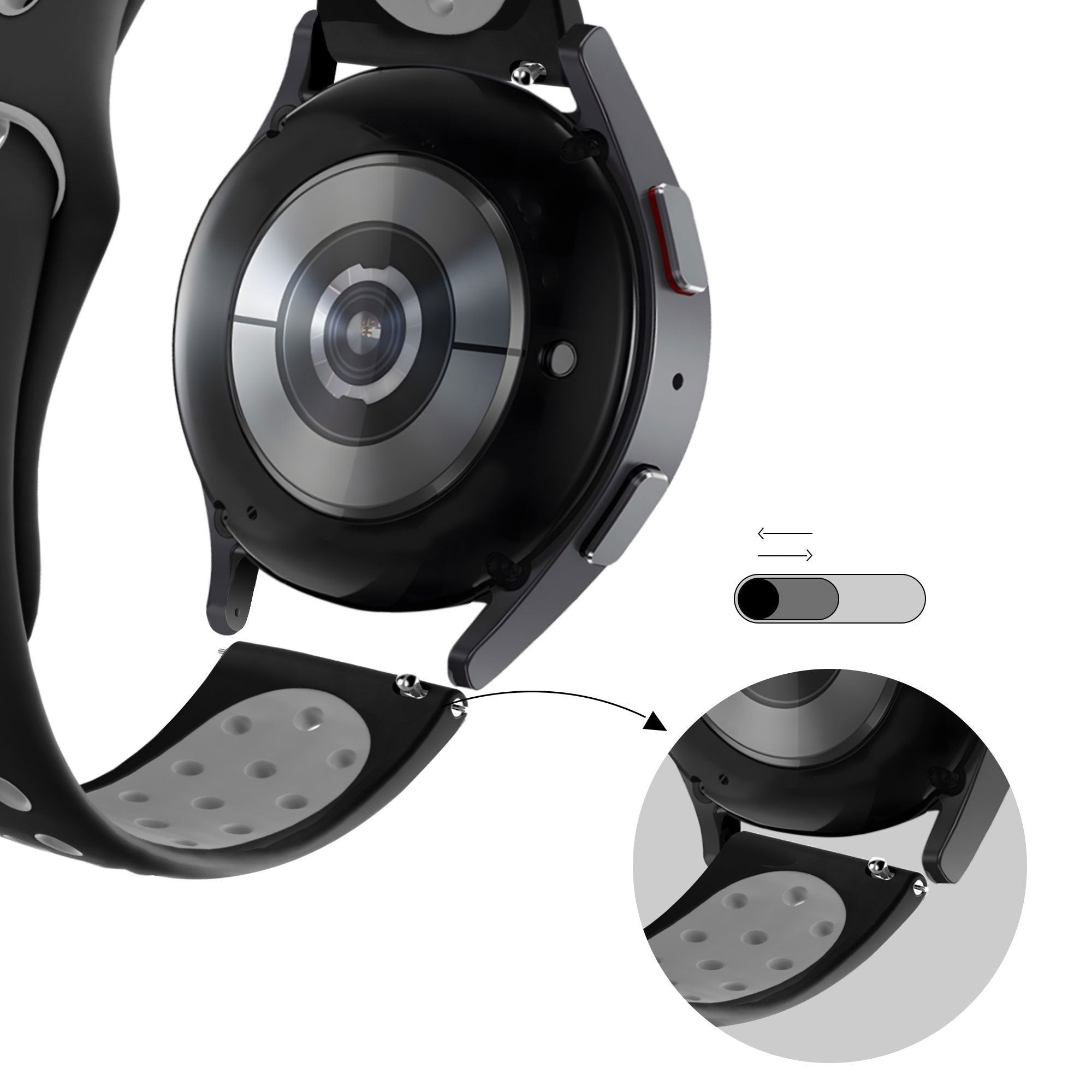 Bandz Huawei Watch GT 6 Pro - 46mm Sportarmband 'Deluxe' (Schwarz/Grau)