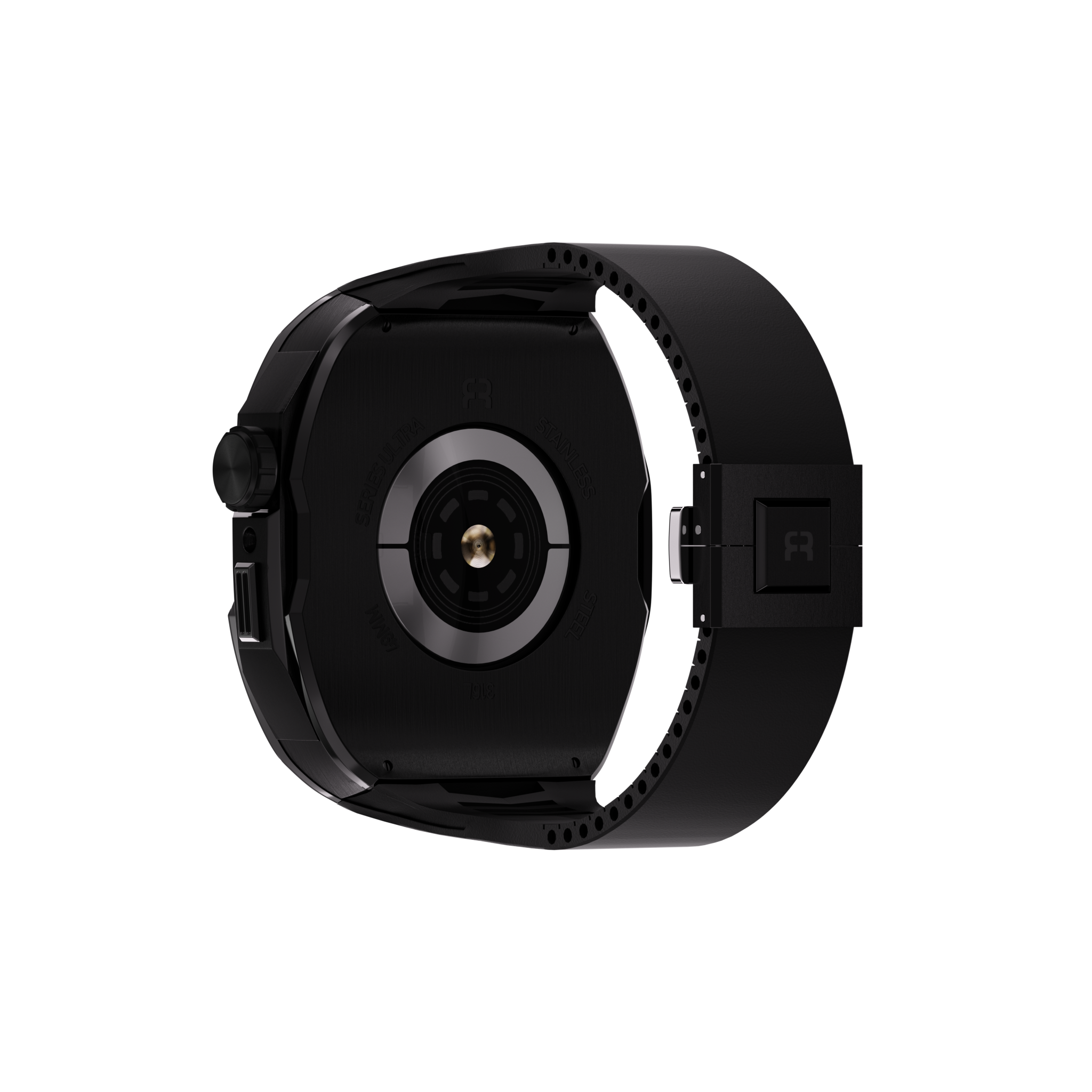 Reqior Apple Watch 45mm Hülle mit integriertem Gummi-Armband (Schwarz)