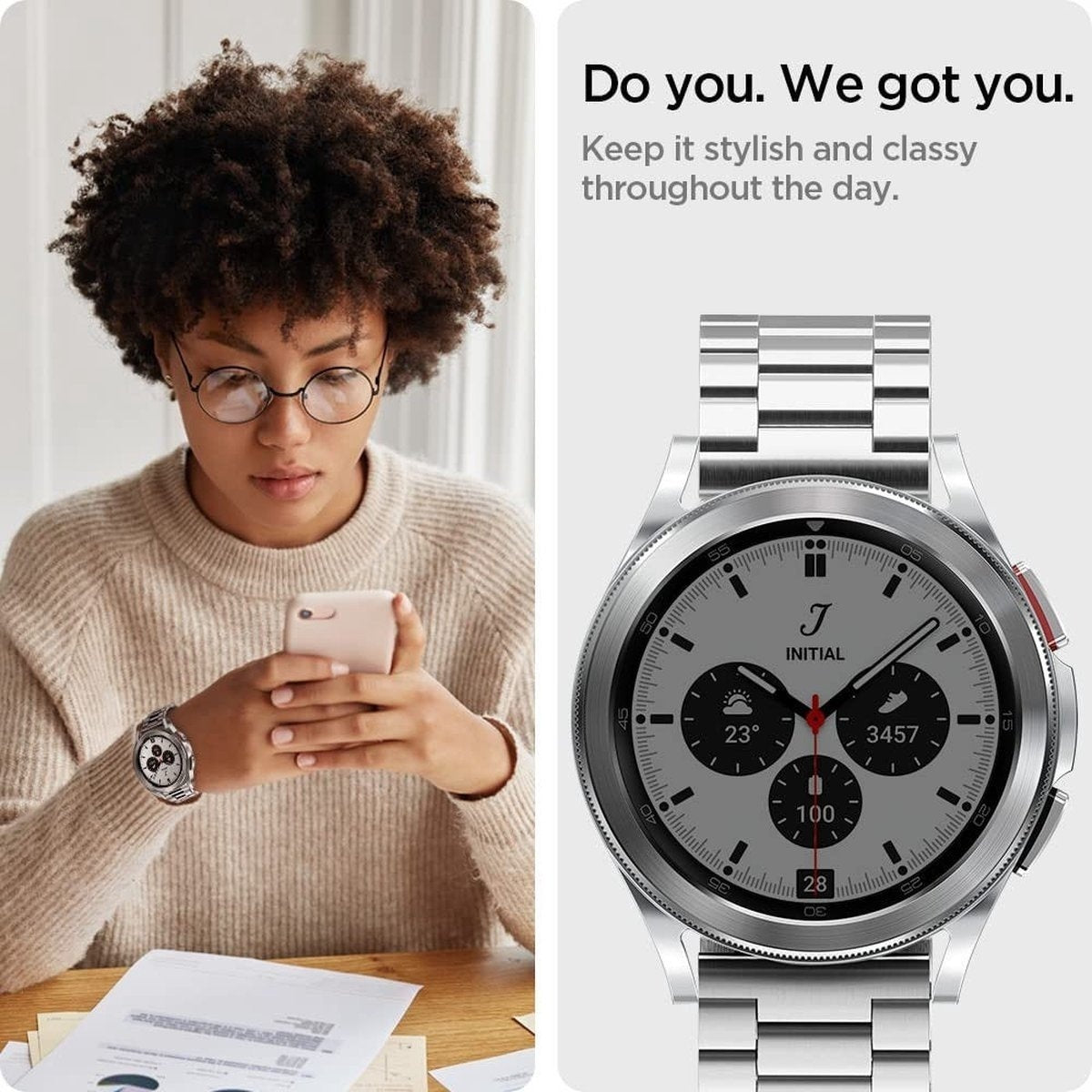Spigen Galaxy Watch 6 Classic 43mm Stahlarmband (Silber)