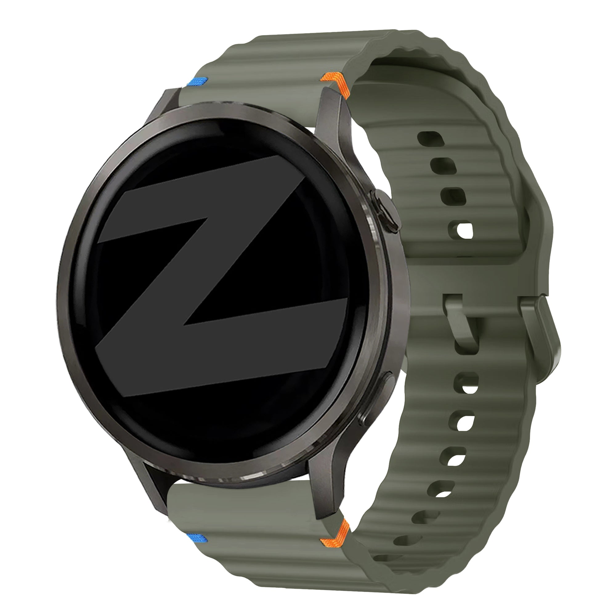 Bandz Garmin Forerunner 570 - 47mm Silikonarmband 'Wave' (Armeegrün)