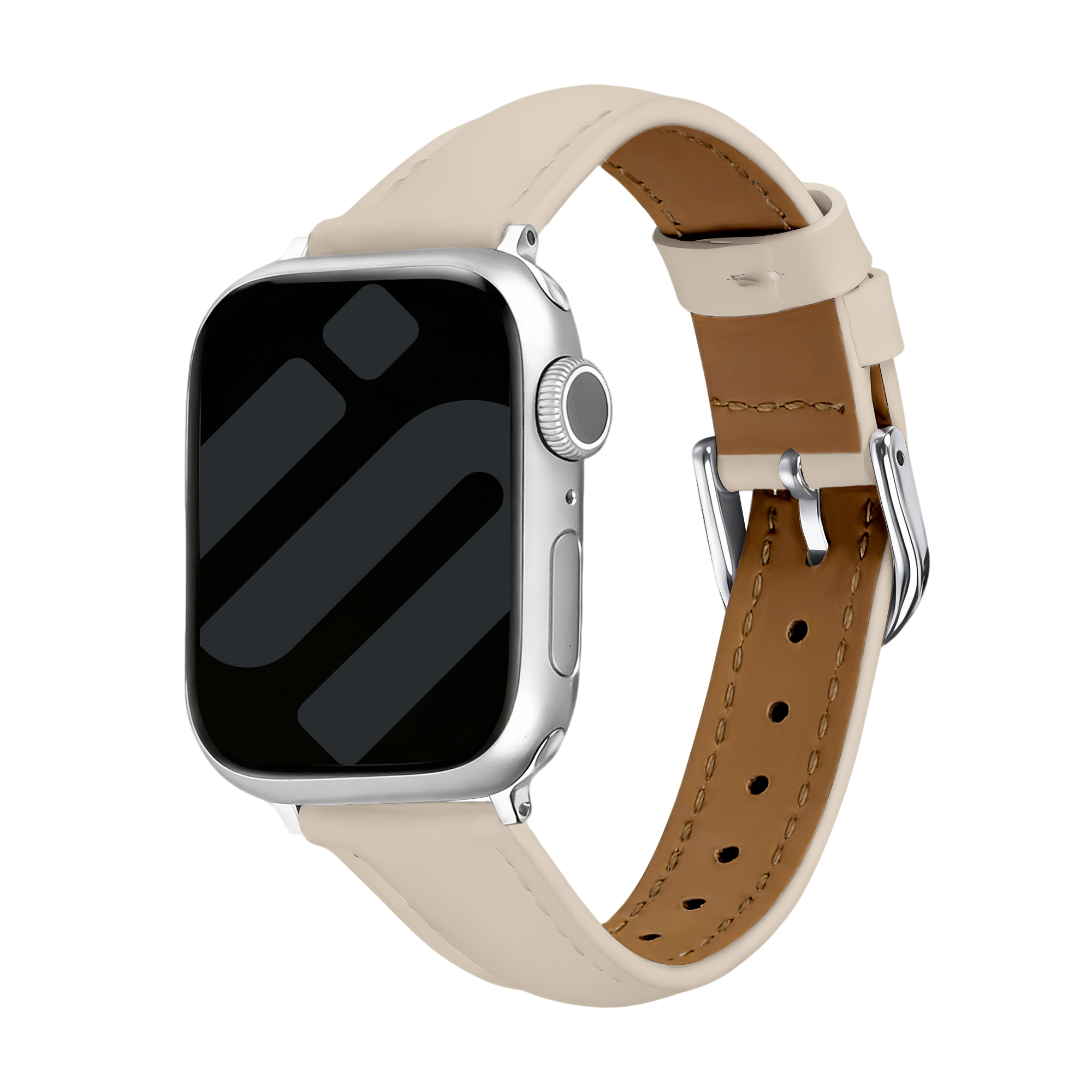 Apple Watch Slimfit Lederarmband (Milk Tea)