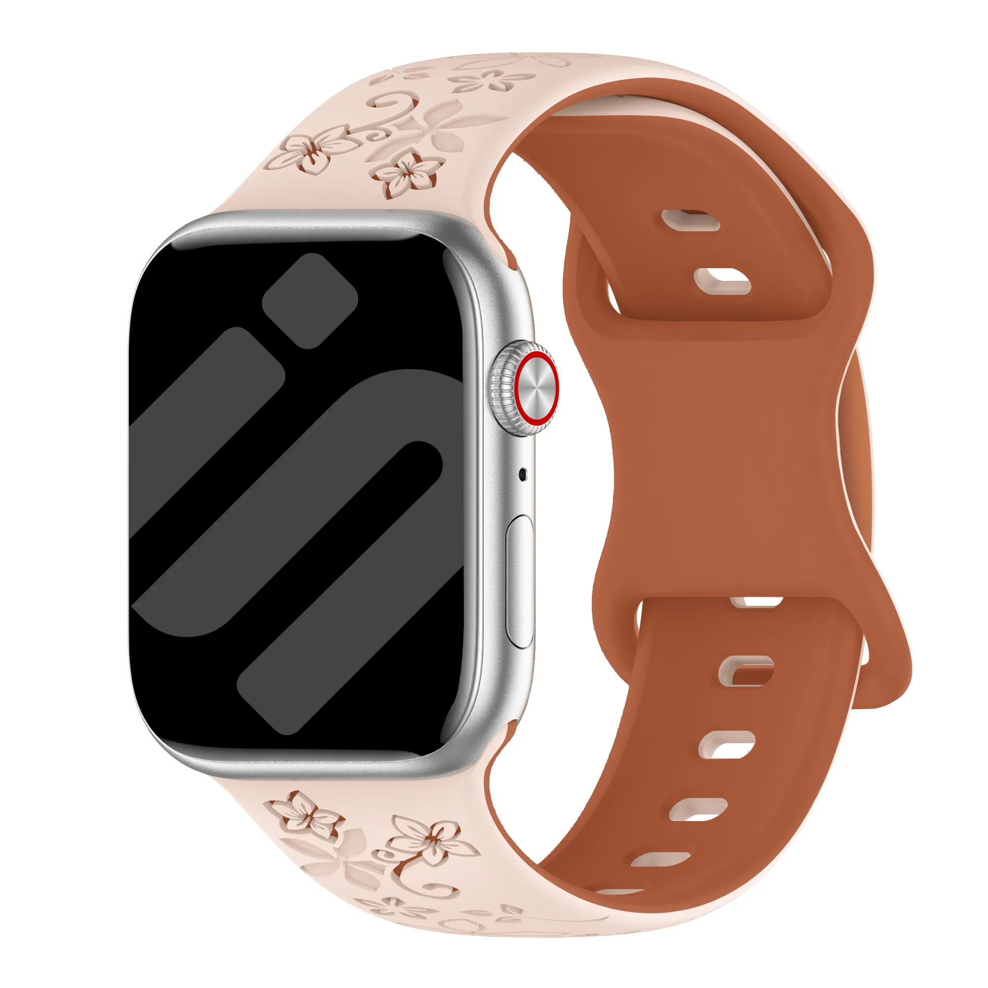 Apple Watch Flower Silicone Strap (Milk Tea/Brown)