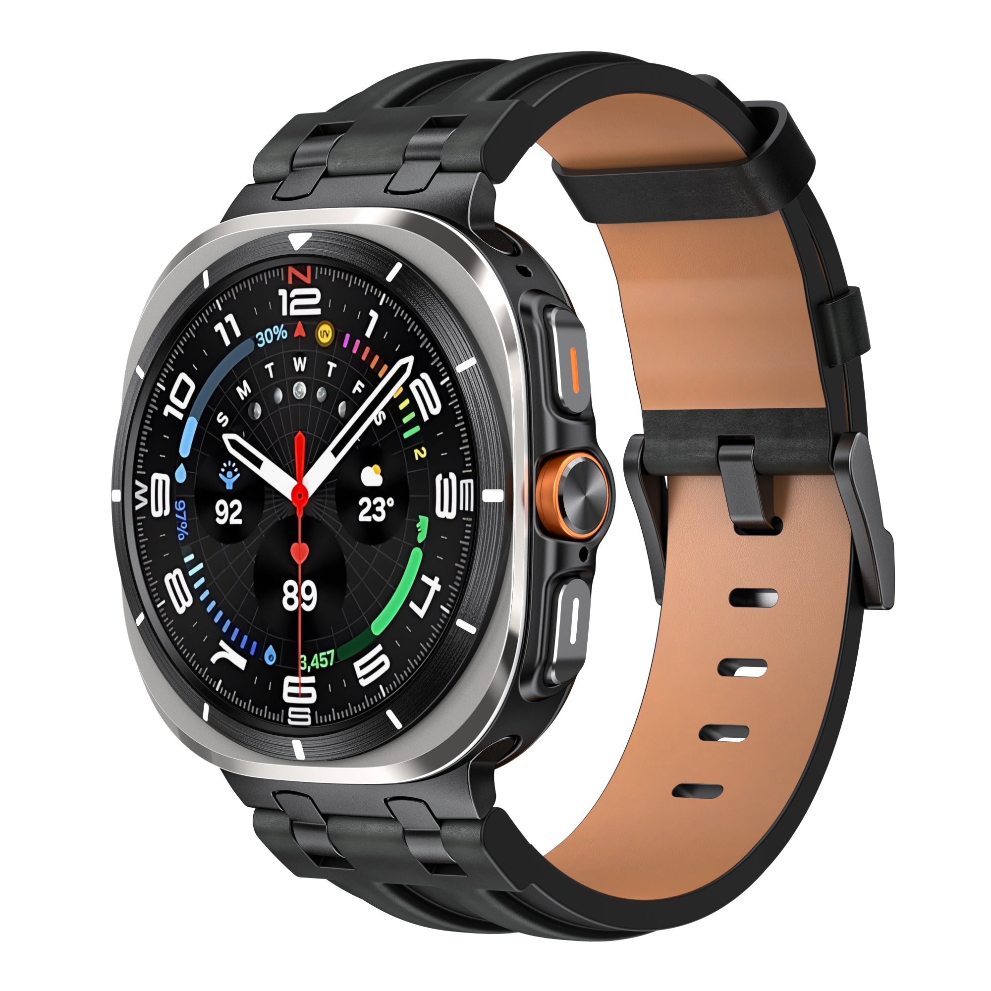 Samsung Galaxy Watch Ultra Solides Lederarmband (Schwarz)