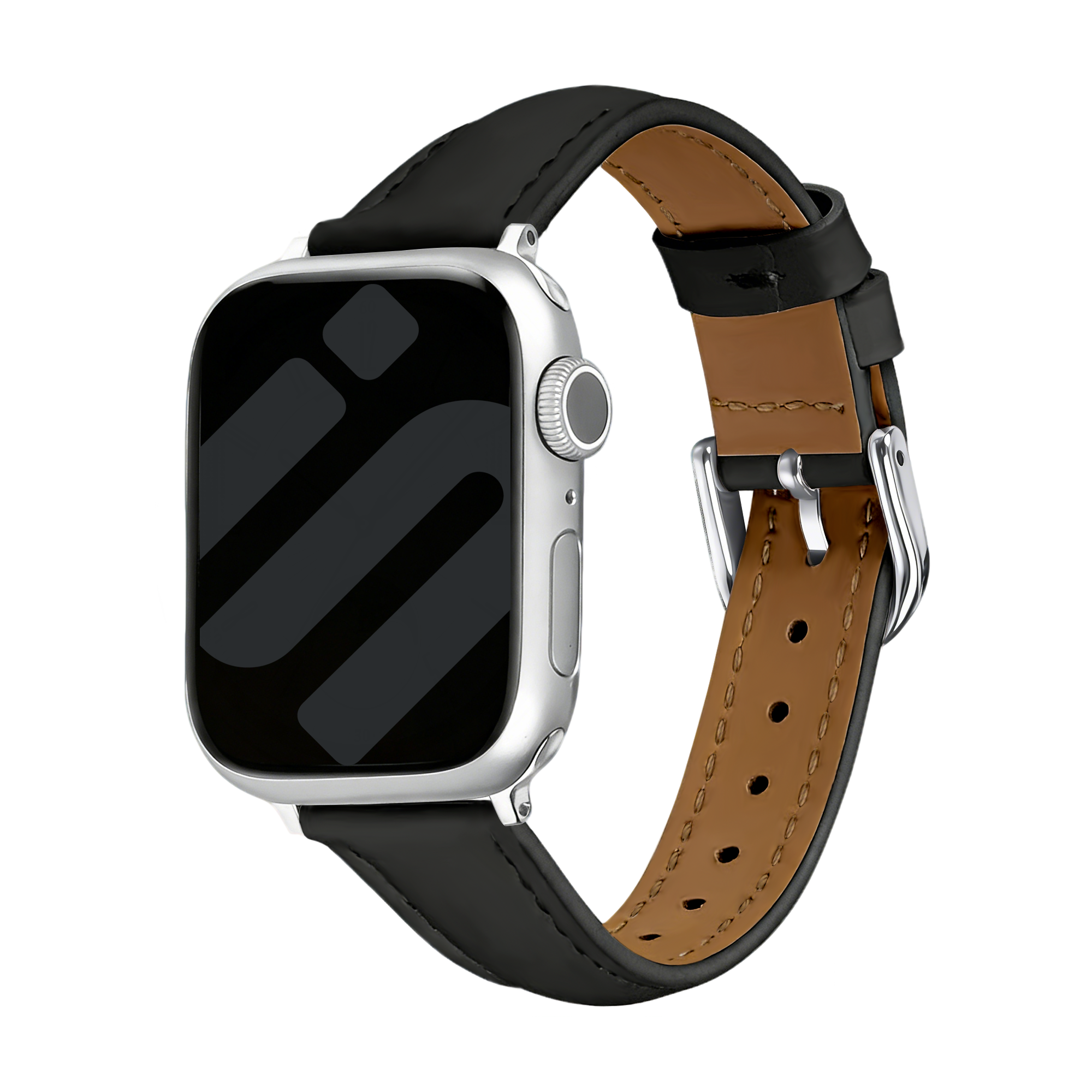 Apple Watch Slimfit Lederarmband (Schwarz)