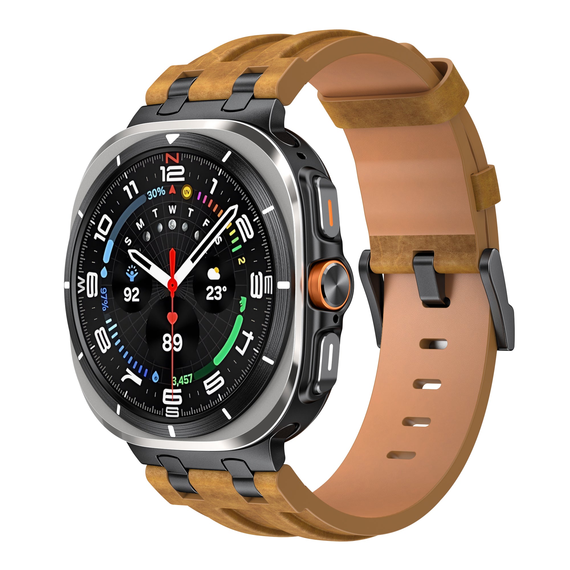 Samsung Galaxy Watch Ultra Solides Lederarmband (Braun)