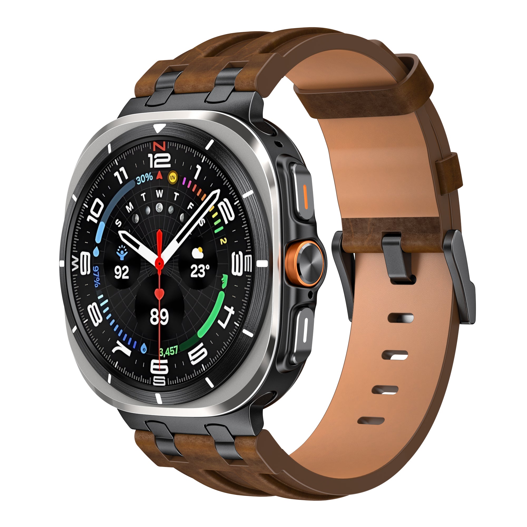 Samsung Galaxy Watch Ultra Solides Lederarmband (Dunkelbraun)