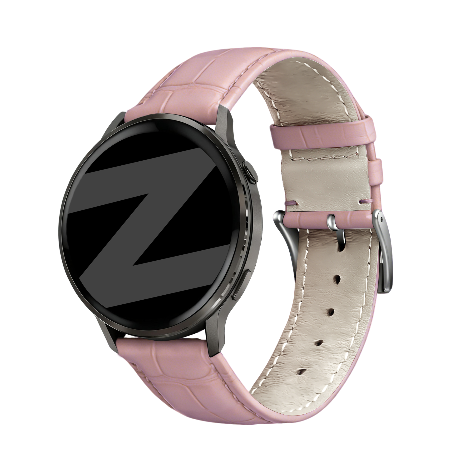 Bandz Garmin Venu SQ Gebürstetes Lederarmband Krokodil (Rosa)