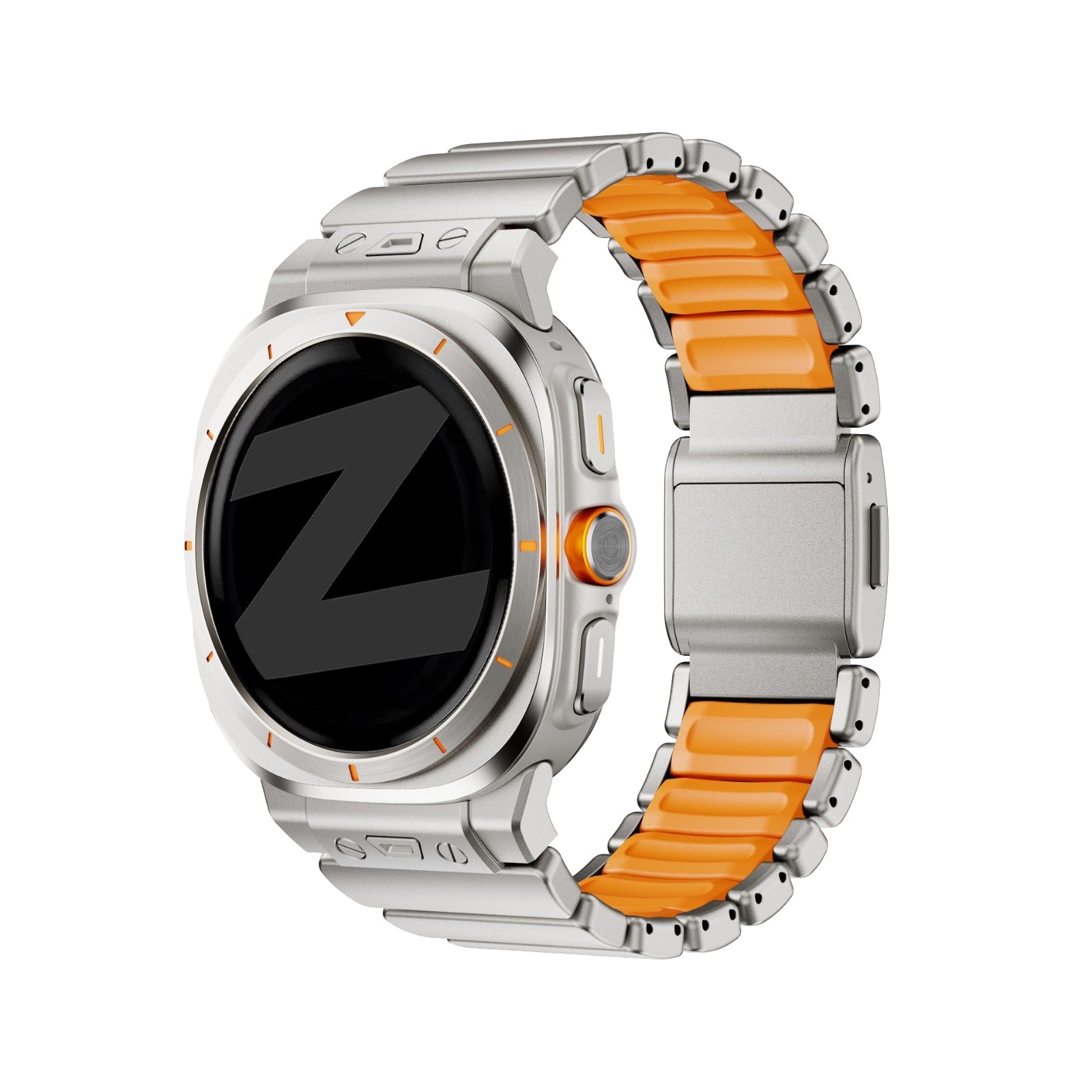 Bandz Samsung Galaxy Watch Ultra Titanarmband 'Hybrid' (Titan/Orange)