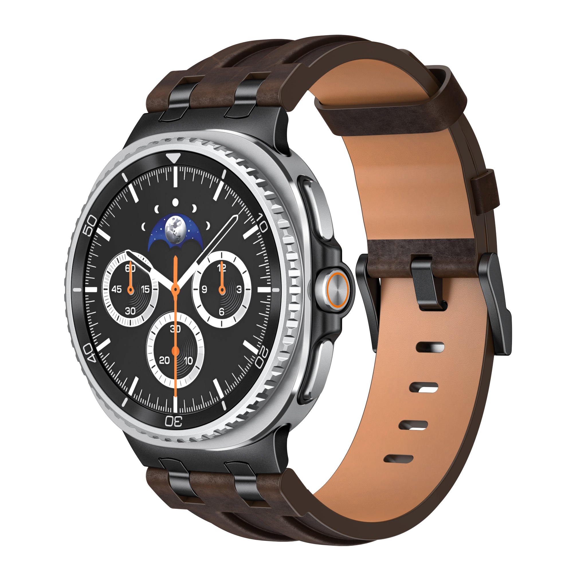 Samsung Galaxy Watch 8 Classic Solides Lederarmband (Kaffeebraun)