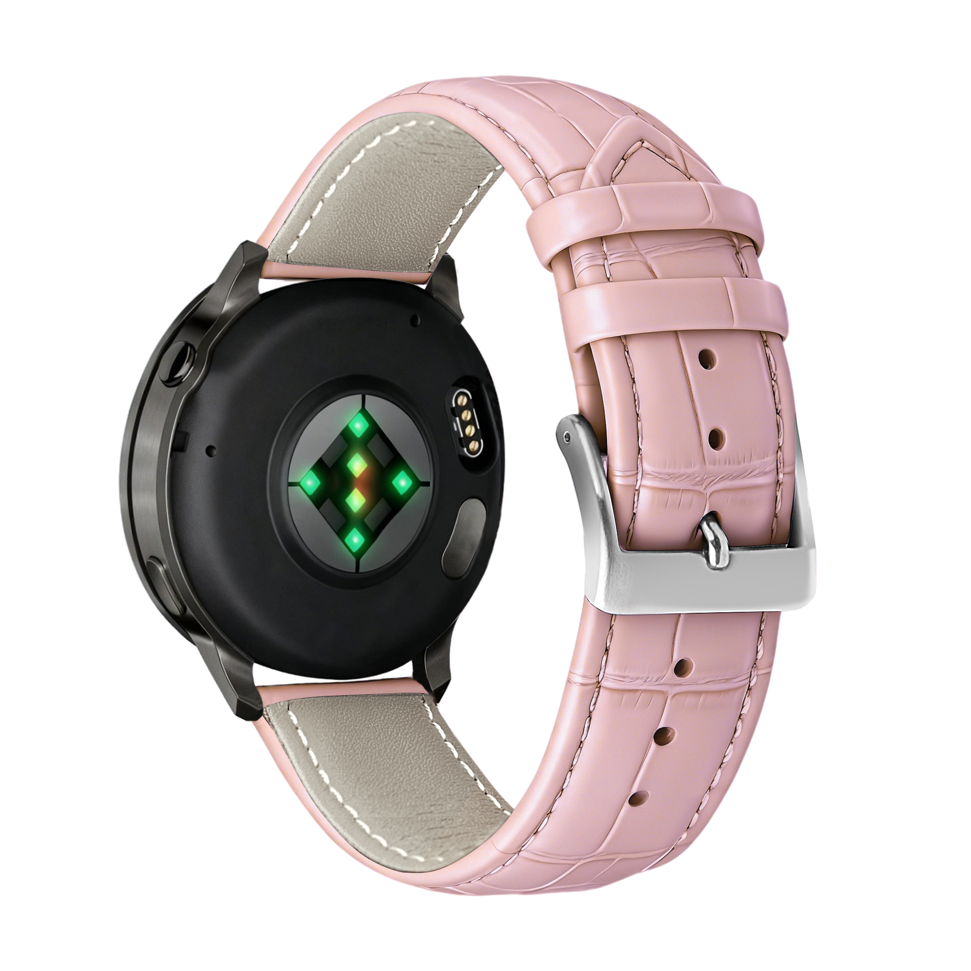 Bandz Garmin Forerunner 570 - 42mm Gebürstetes Lederarmband Krokodil (Rosa)