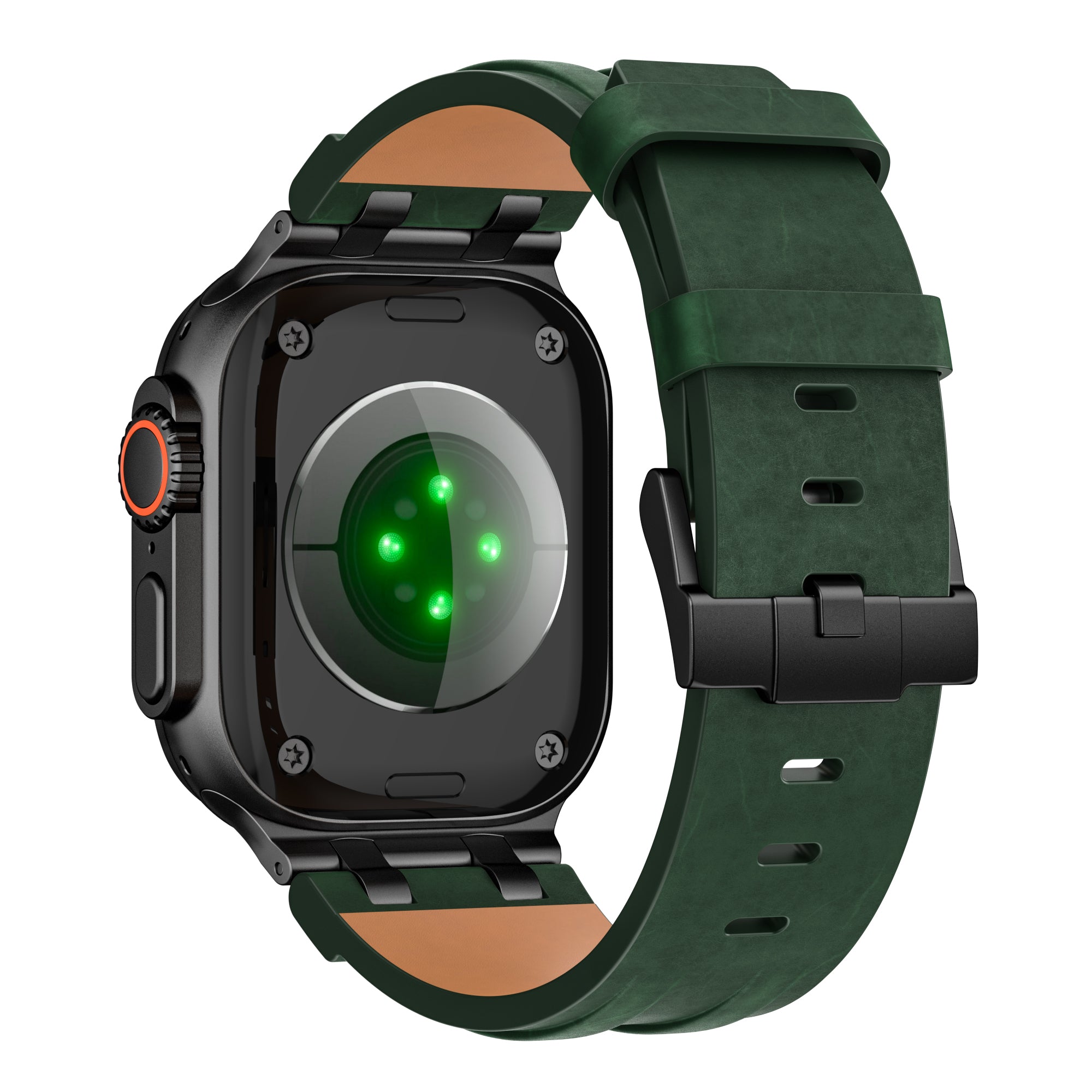 Apple Watch Solid Leather Strap (Dark Green)