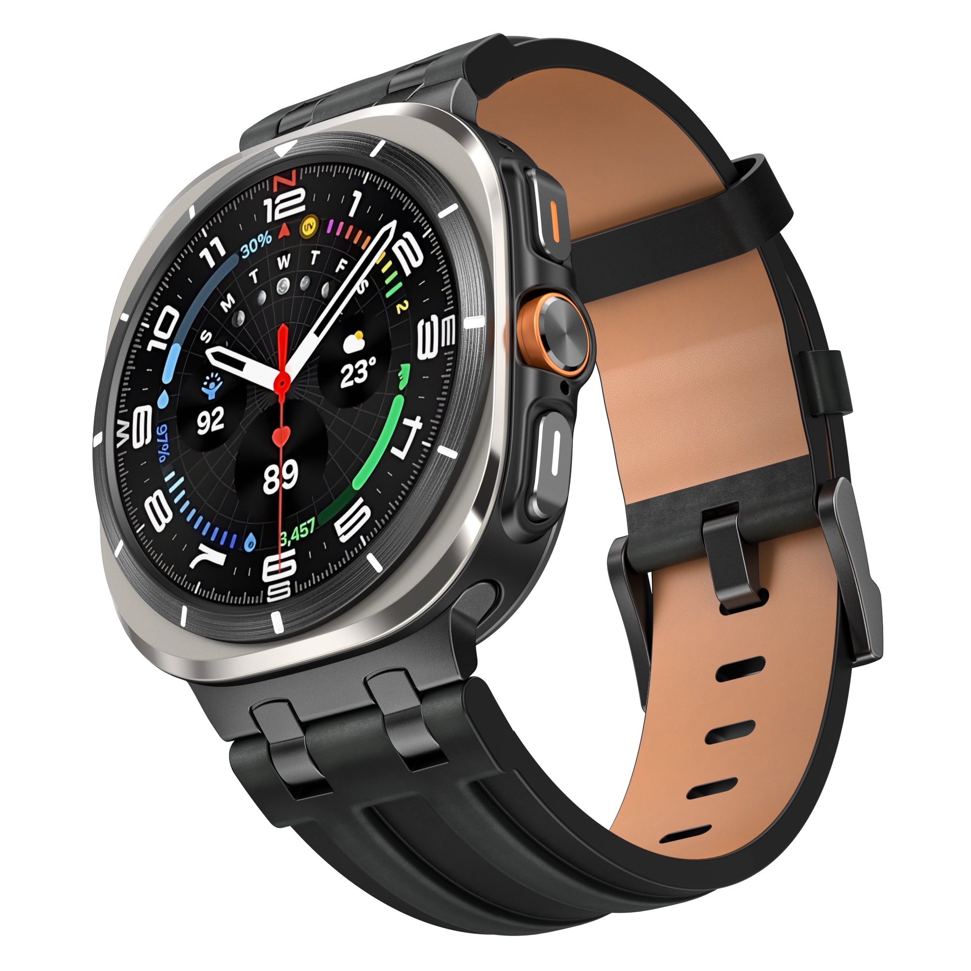Samsung Galaxy Watch Ultra Solides Lederarmband (Schwarz)