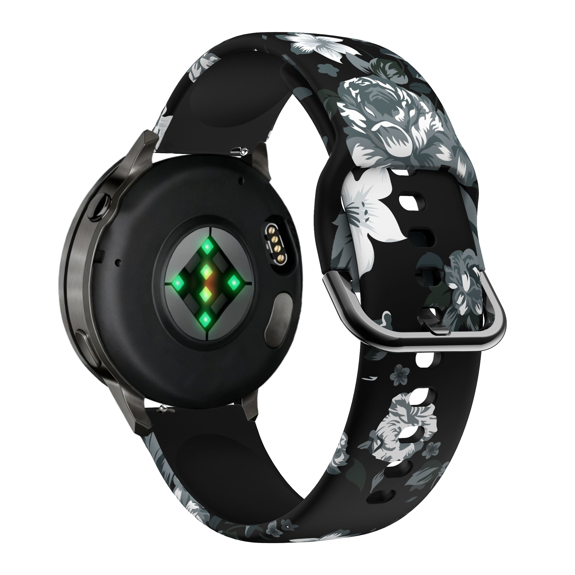 Bandz Garmin Vivoactive 4s Silikonarmband 'Grey Flower'
