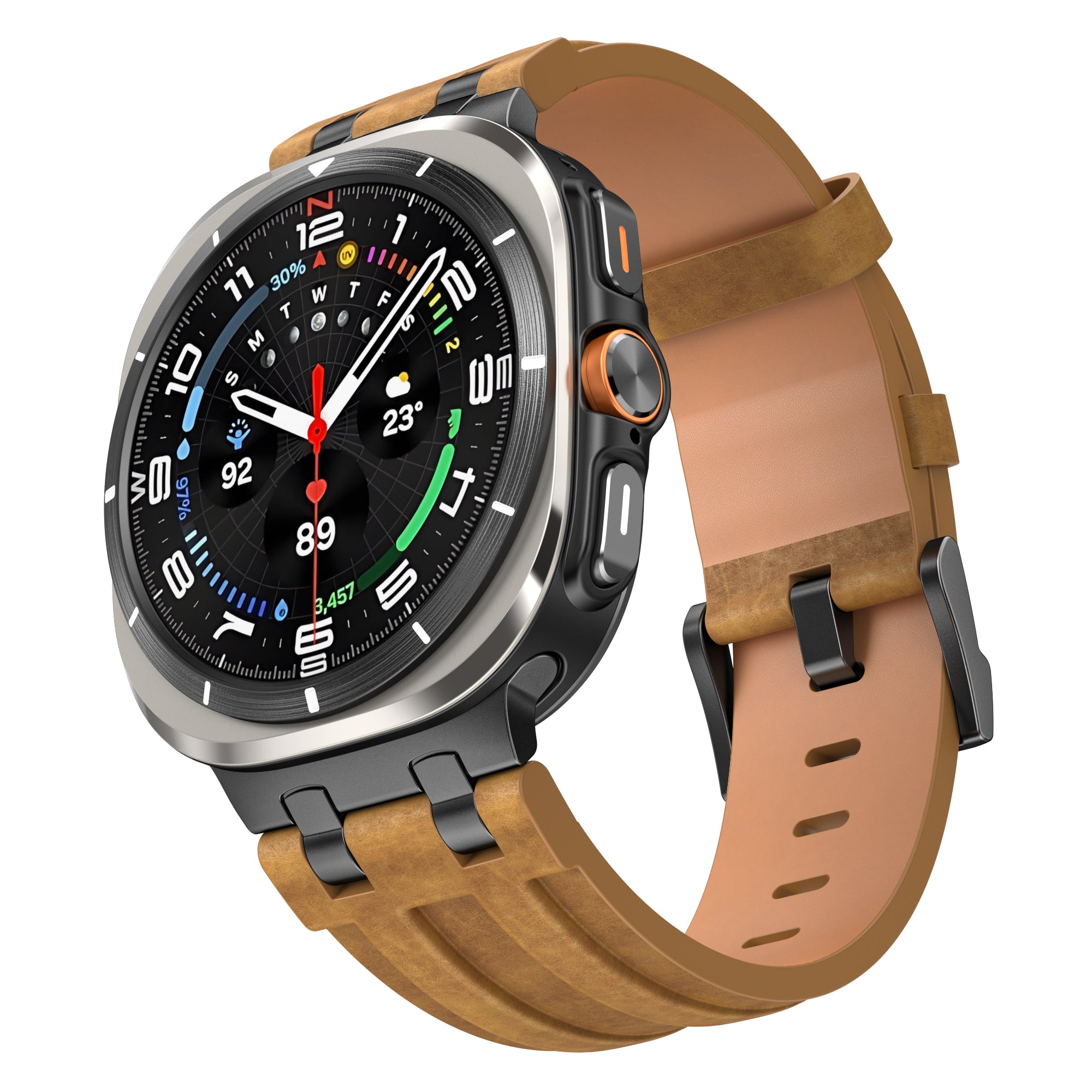 Samsung Galaxy Watch Ultra Solides Lederarmband (Braun)