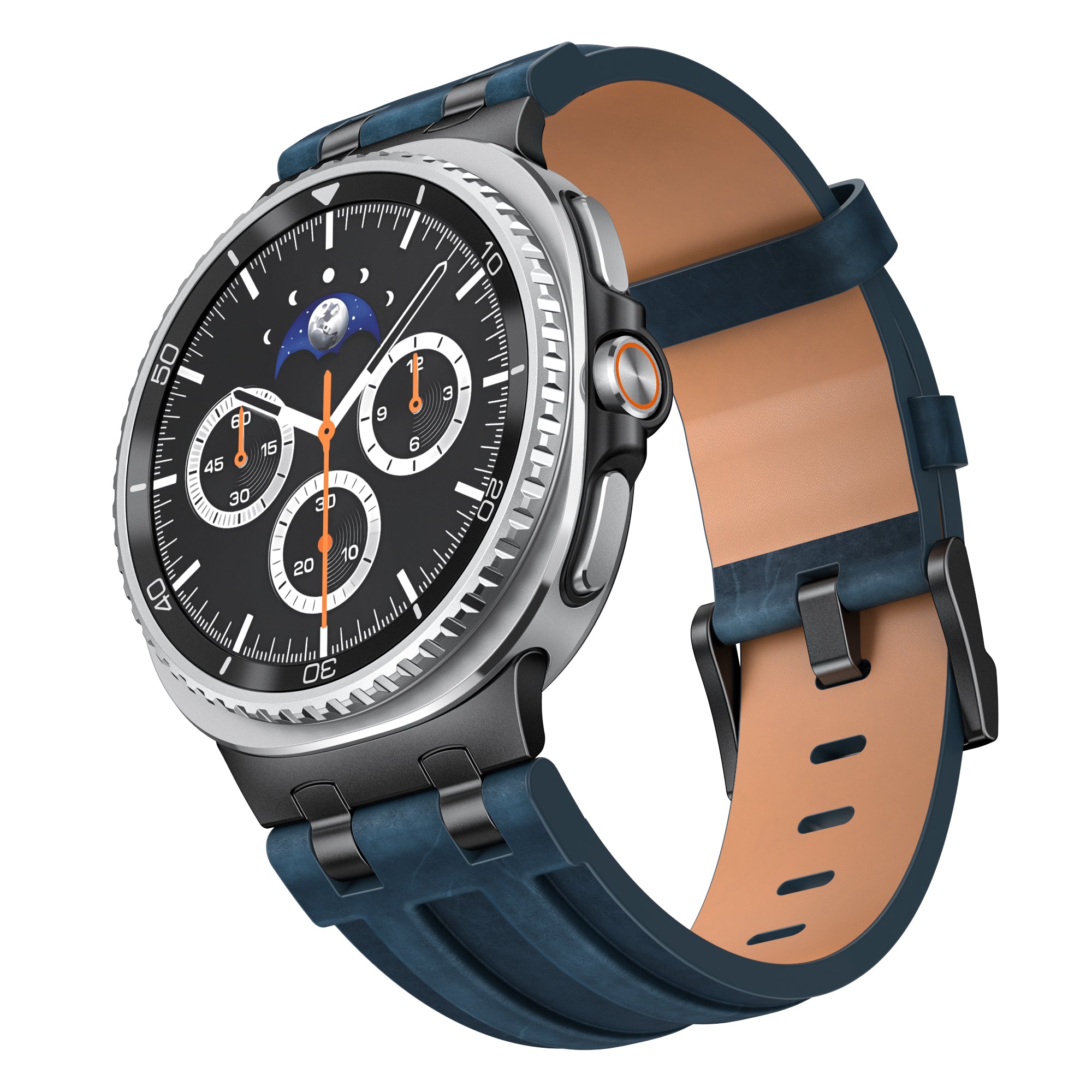 Samsung Galaxy Watch 8 Classic Solides Lederarmband (Dunkelblau)