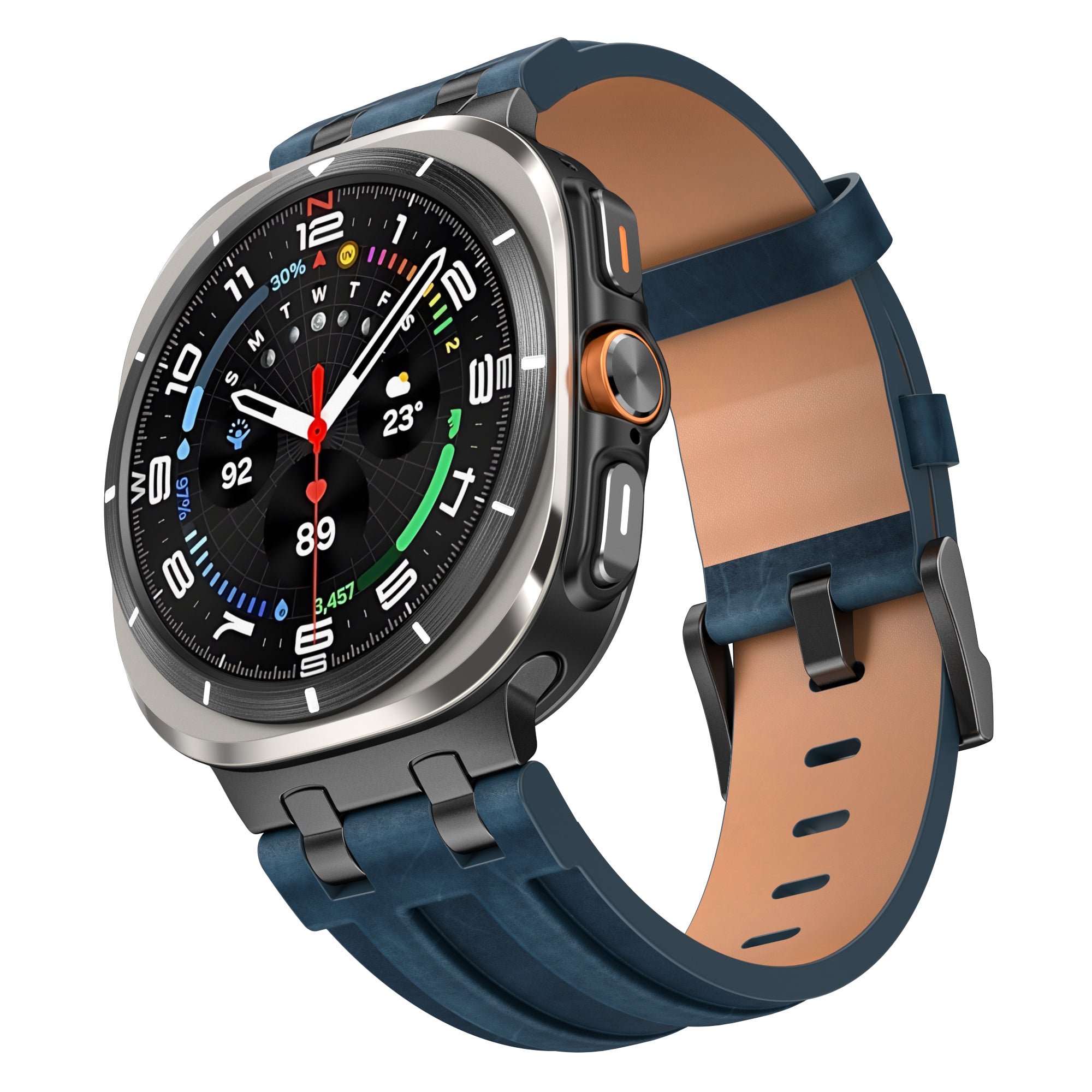 Samsung Galaxy Watch Ultra Solides Lederarmband (Dunkelblau)