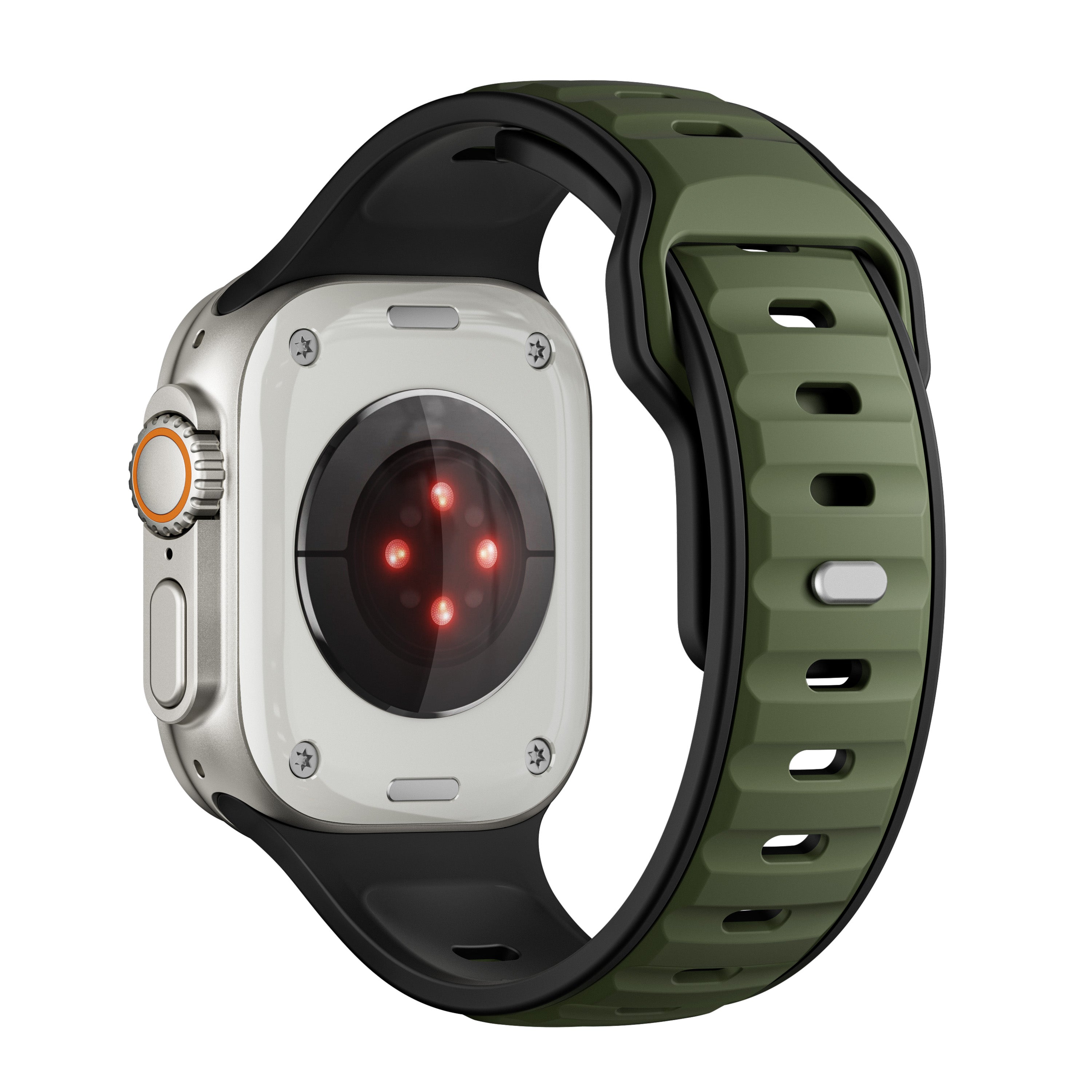 Apple Watch Premium Outdoor Silikonarmband (Armeegrün/Schwarz)