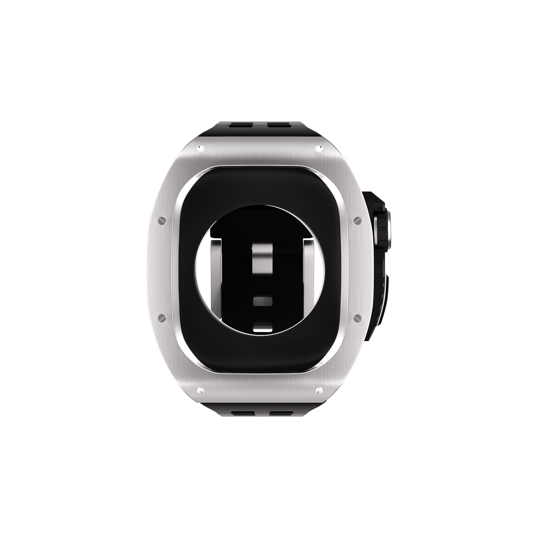 Reqior Apple Watch 45mm Polymer and Metal Case with Rubber Strap (Silver)
