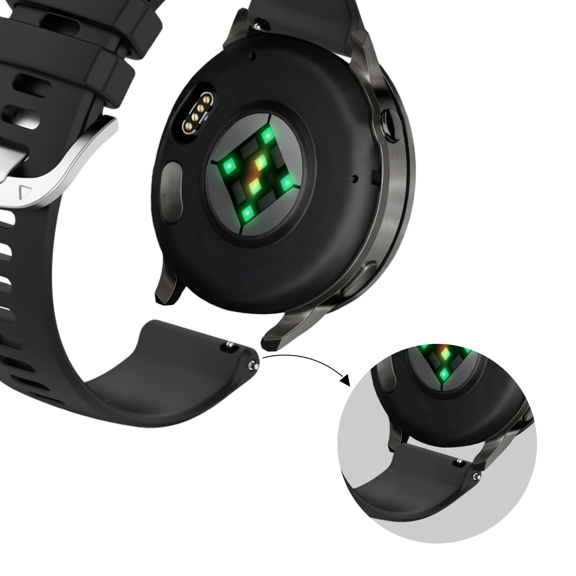 Bandz Garmin Vivoactive 4s Silikonarmband 'Classic' (Schwarz)