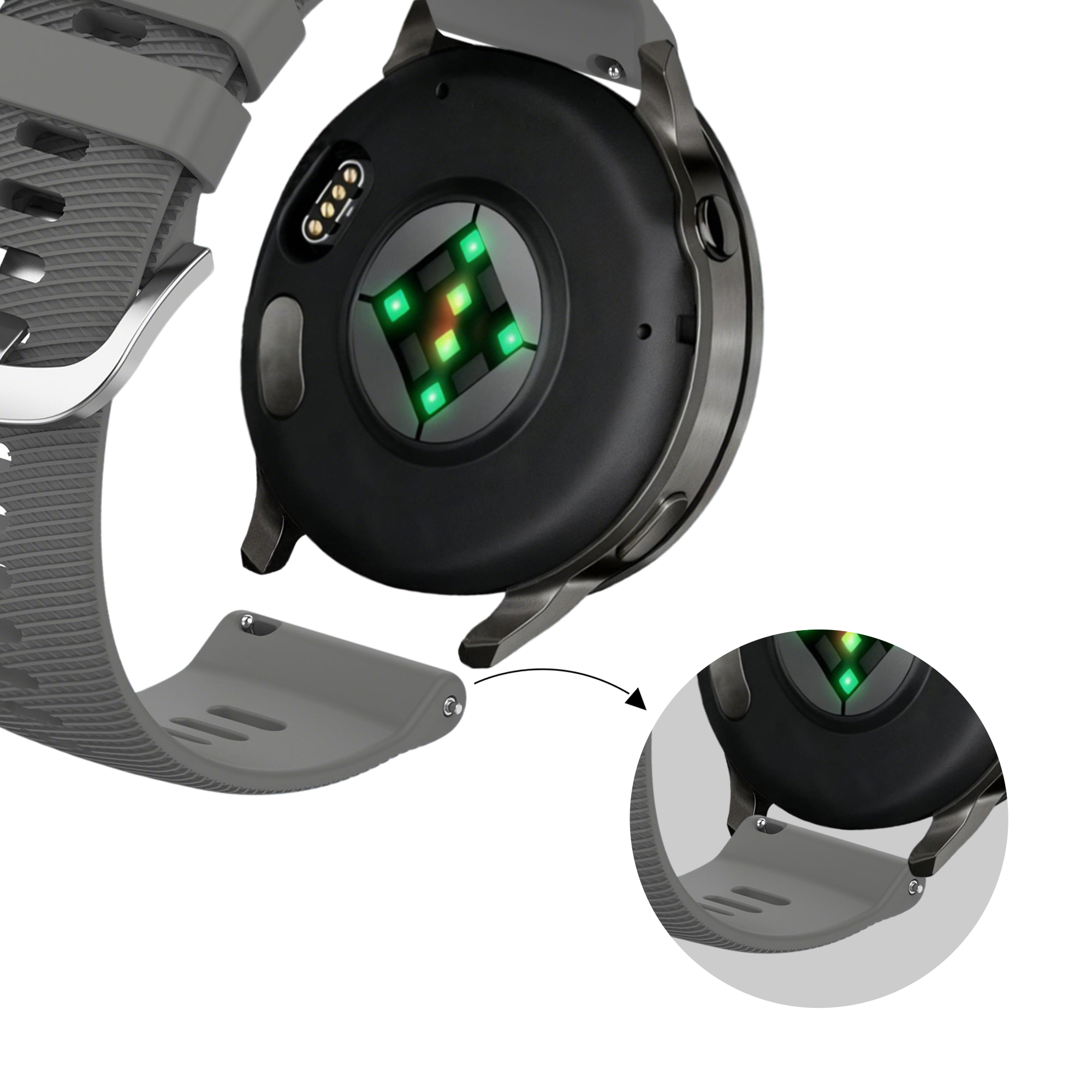 Bandz Garmin Venu 2s Silikonarmband 'Deluxe' (Dunkelgrau)