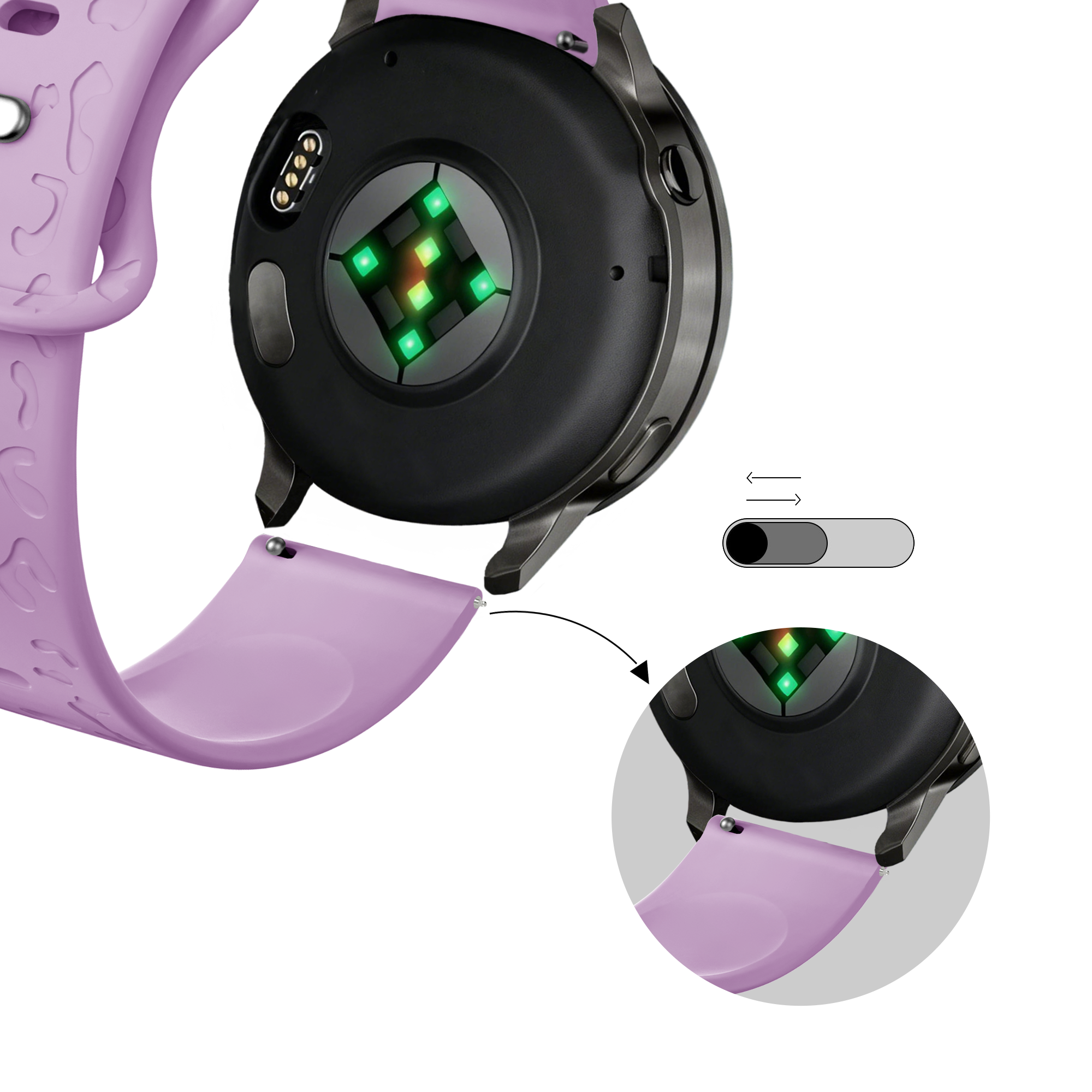 Bandz Garmin Approach S42 Silikonarmband 'Leopard' (Hell Lila)