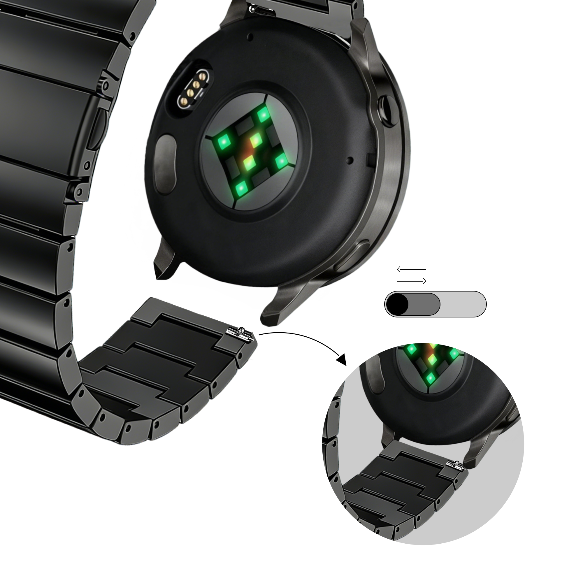 Bandz Garmin Venu 3 Stahlarmband 'One Bead' (Schwarz)