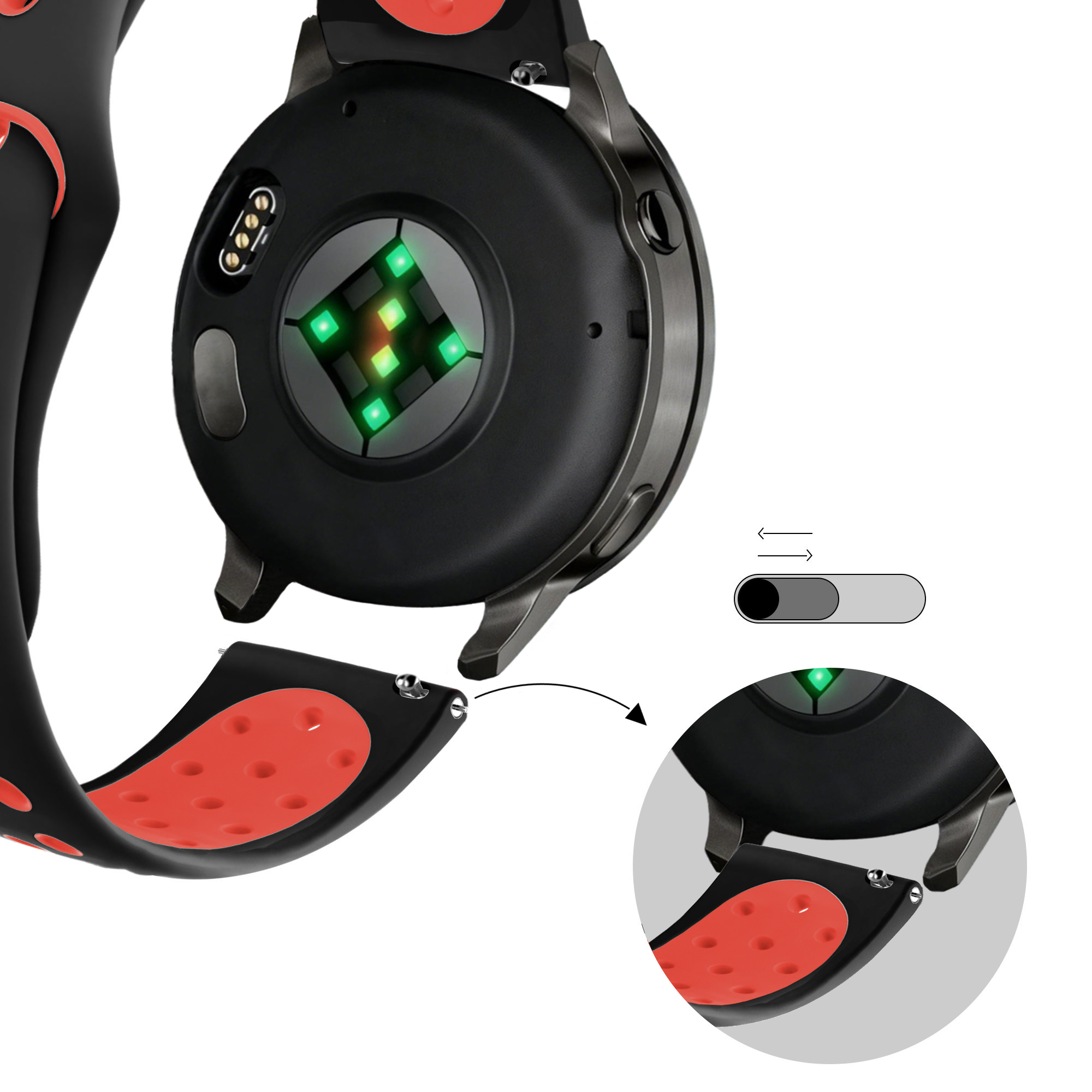 Bandz Garmin Vivoactive 3 Sport Strap 'Deluxe' (Black/Red)