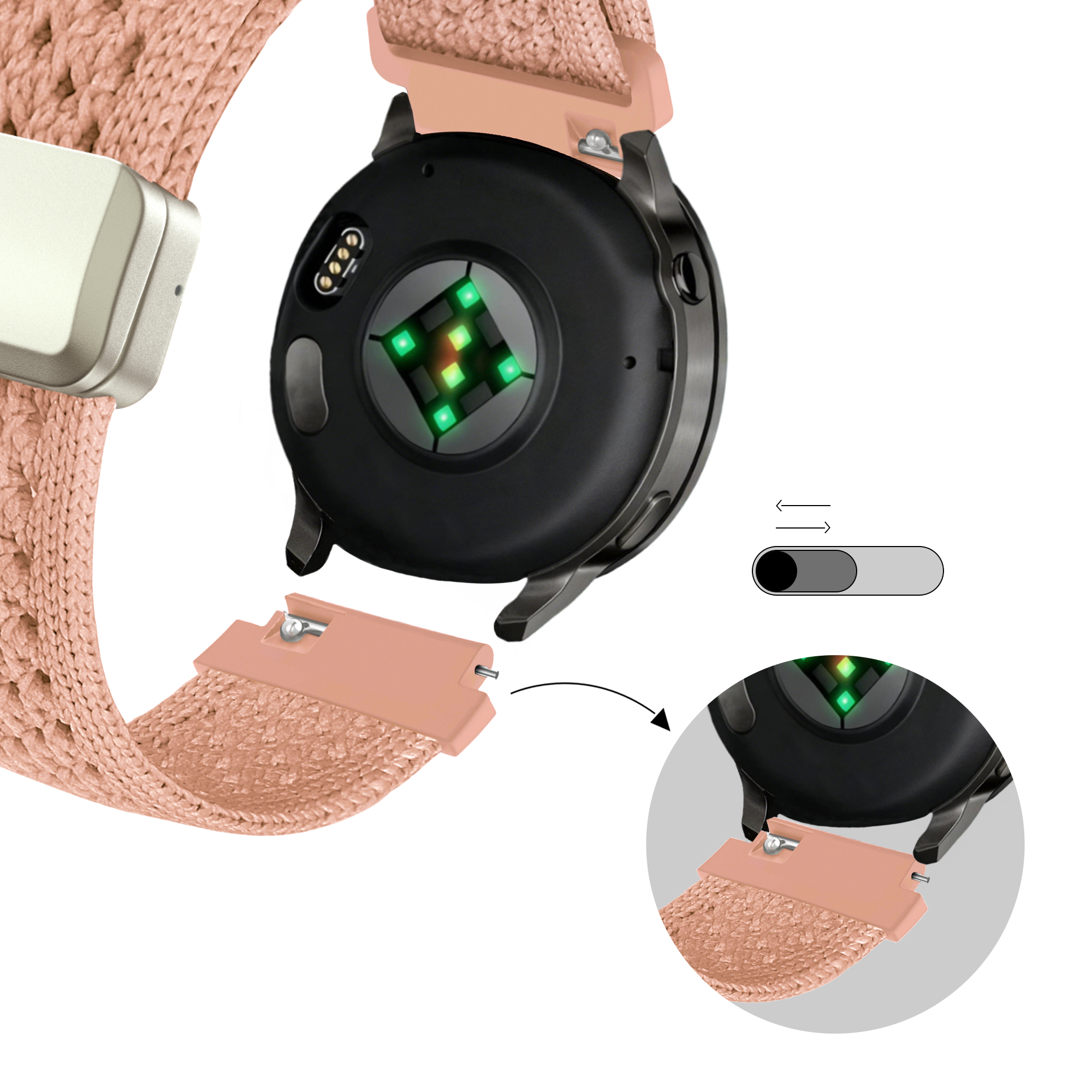 Bandz Amazfit Active 3 Premium Vintage Nylonarmband (Antikrosa)