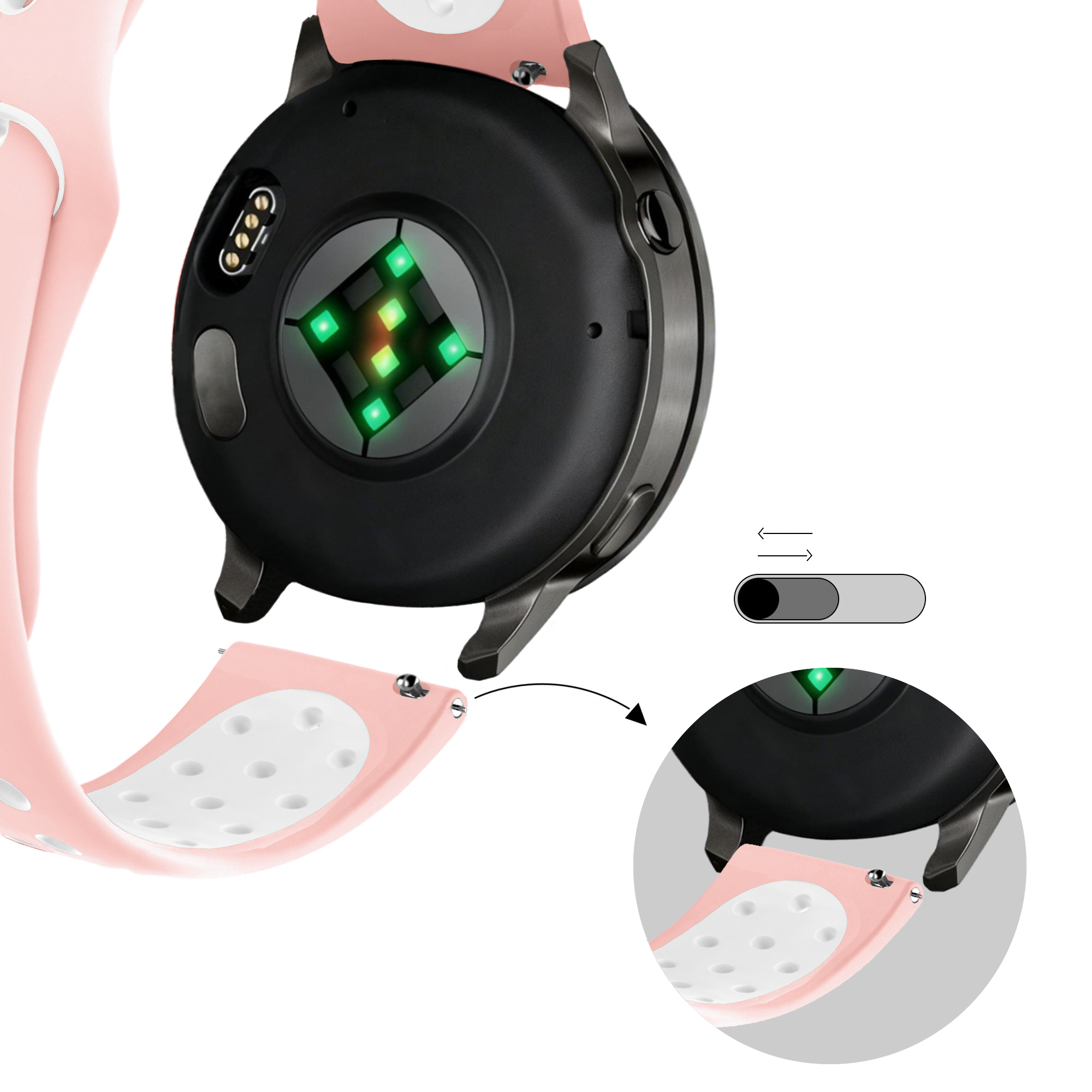 Bandz Garmin Vivoactive 3 Sport Strap 'Deluxe' (Pink/White)