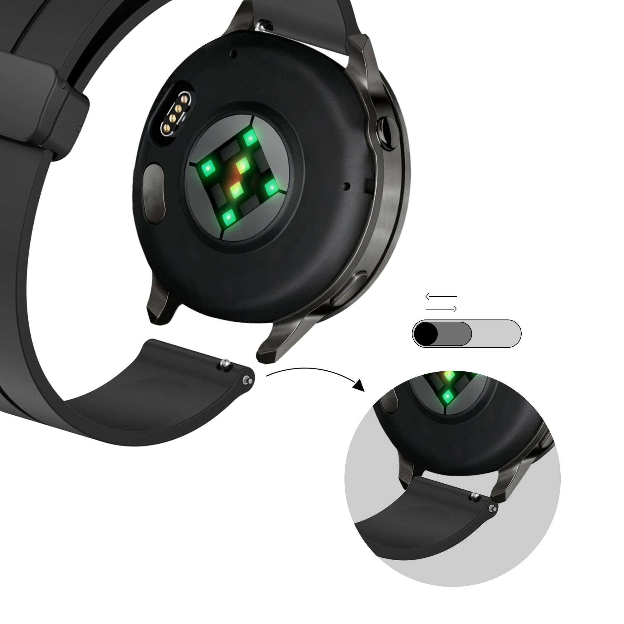 Bandz Garmin Approach S42 Silicone Strap with D-Buckle (Black)