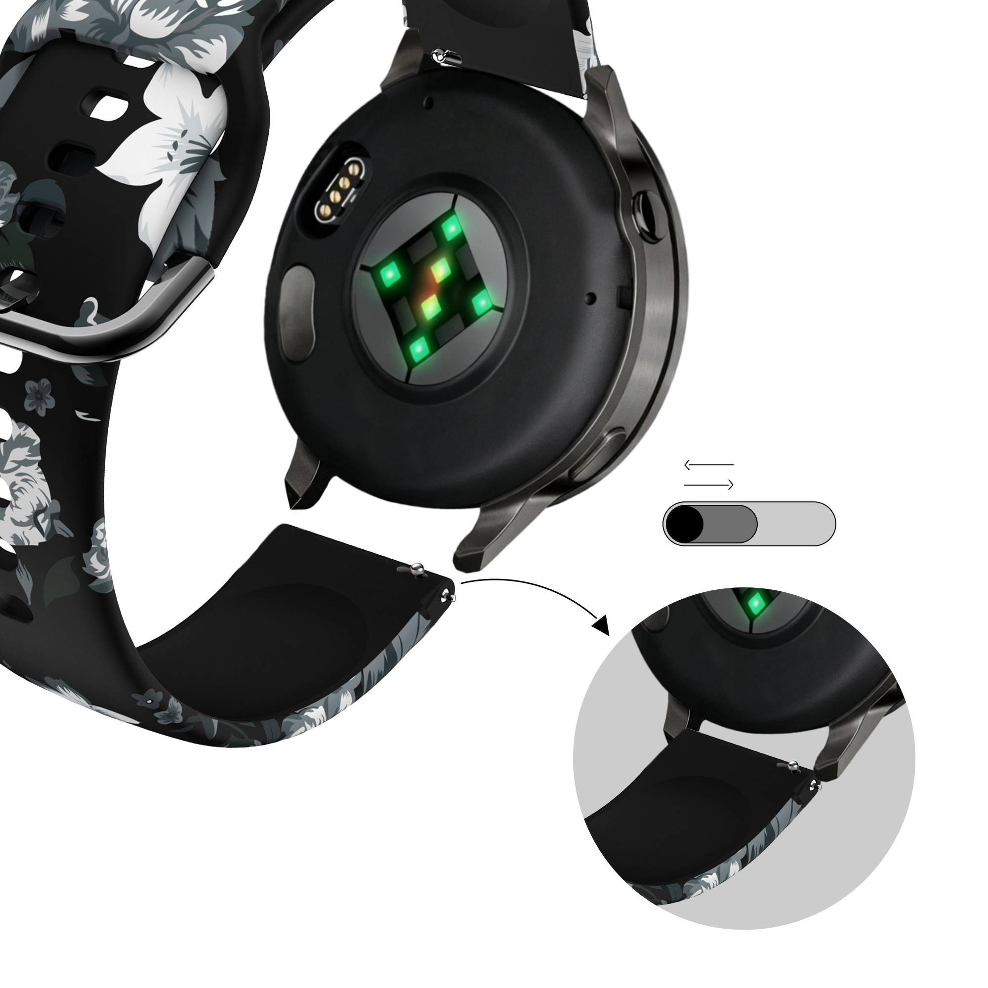 Bandz Garmin Venu 4 - 41mm Silikonarmband 'Grey Flower'