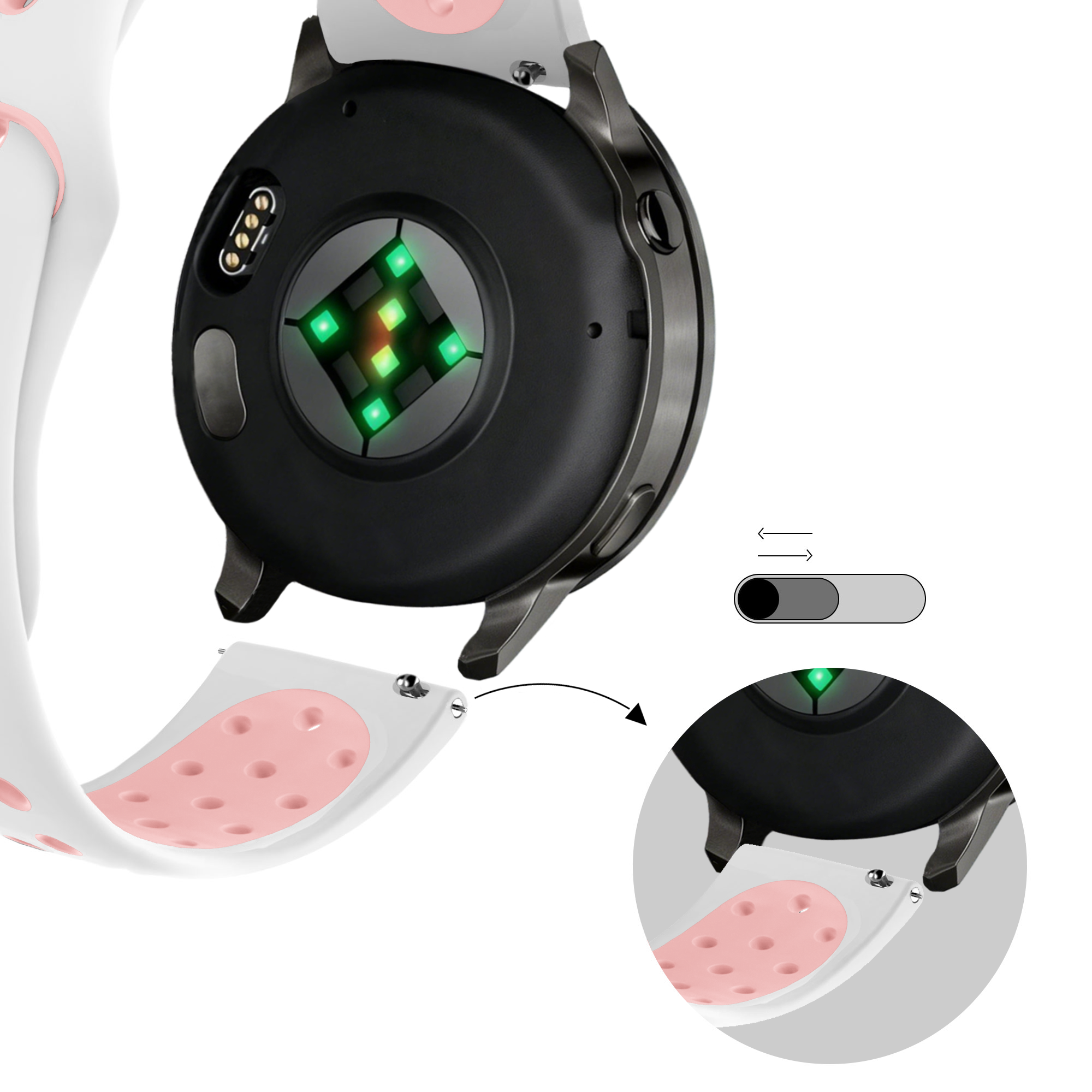 Bandz Garmin Vivoactive 3 Sport Strap 'Deluxe' (White/Pink)