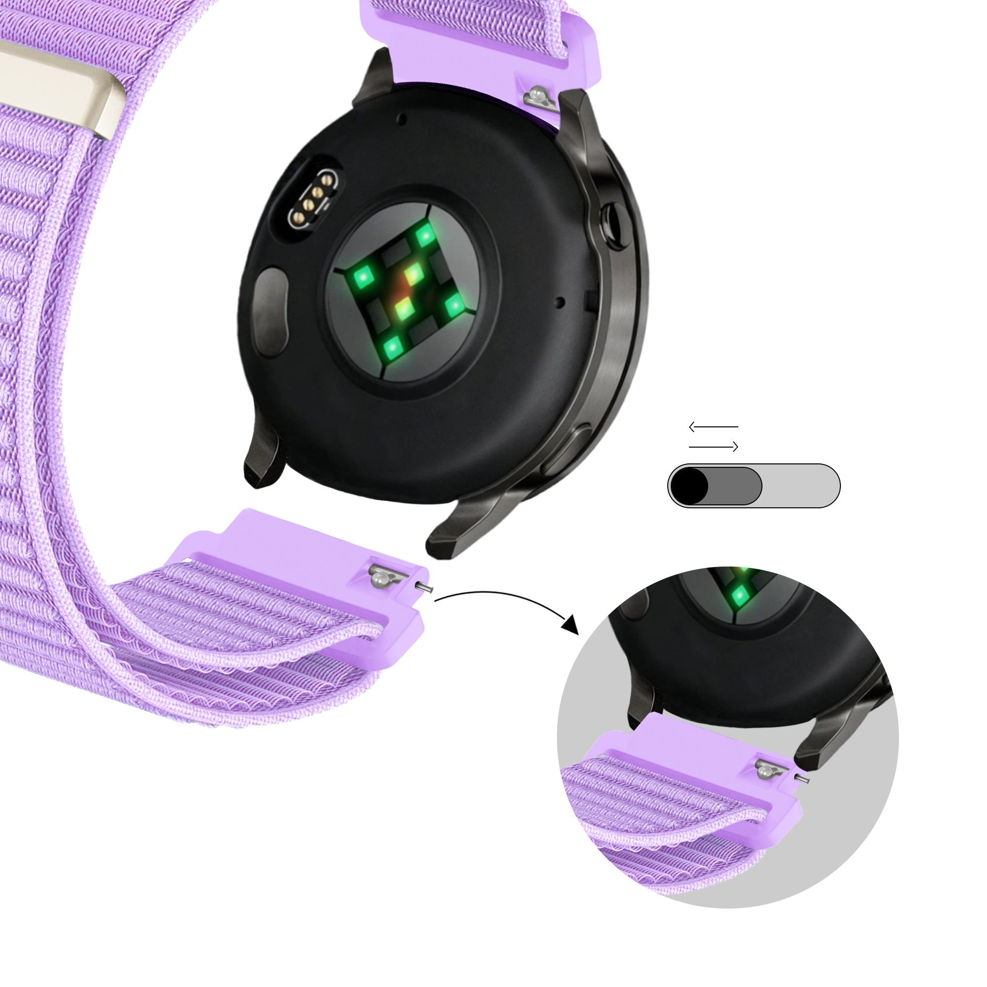 Bandz Garmin Venu 3s Nylon Strap 'Wave' (Light Purple)