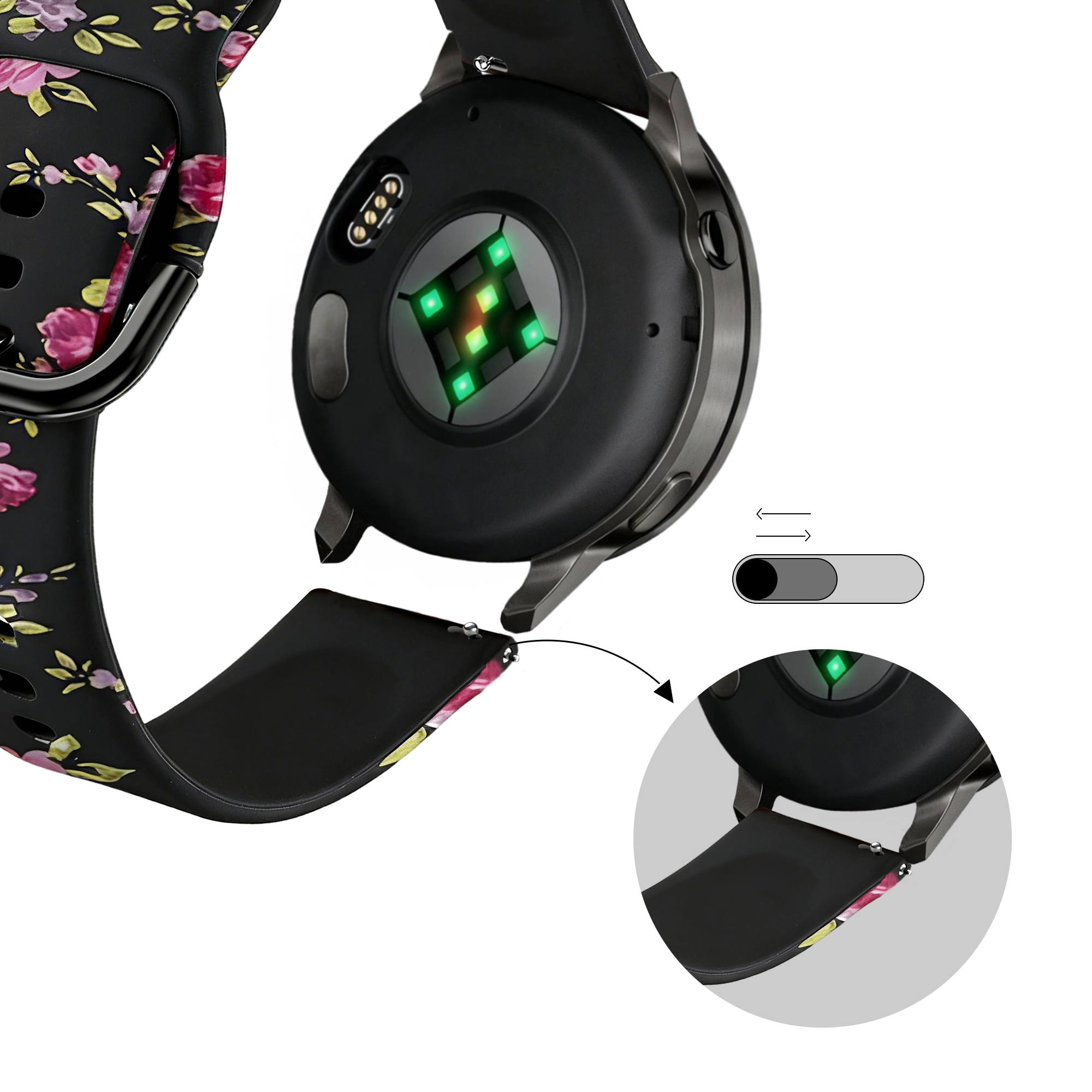 Bandz Garmin Vivoactive 4s Silikonarmband 'Pink Flower'