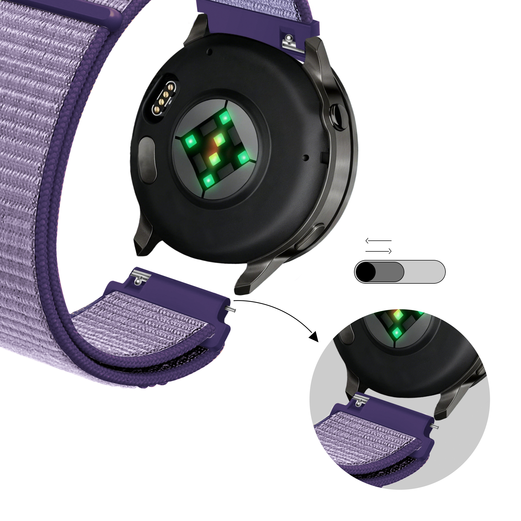 Bandz Garmin Forerunner 245 Nylon Loop Armband (Blau)