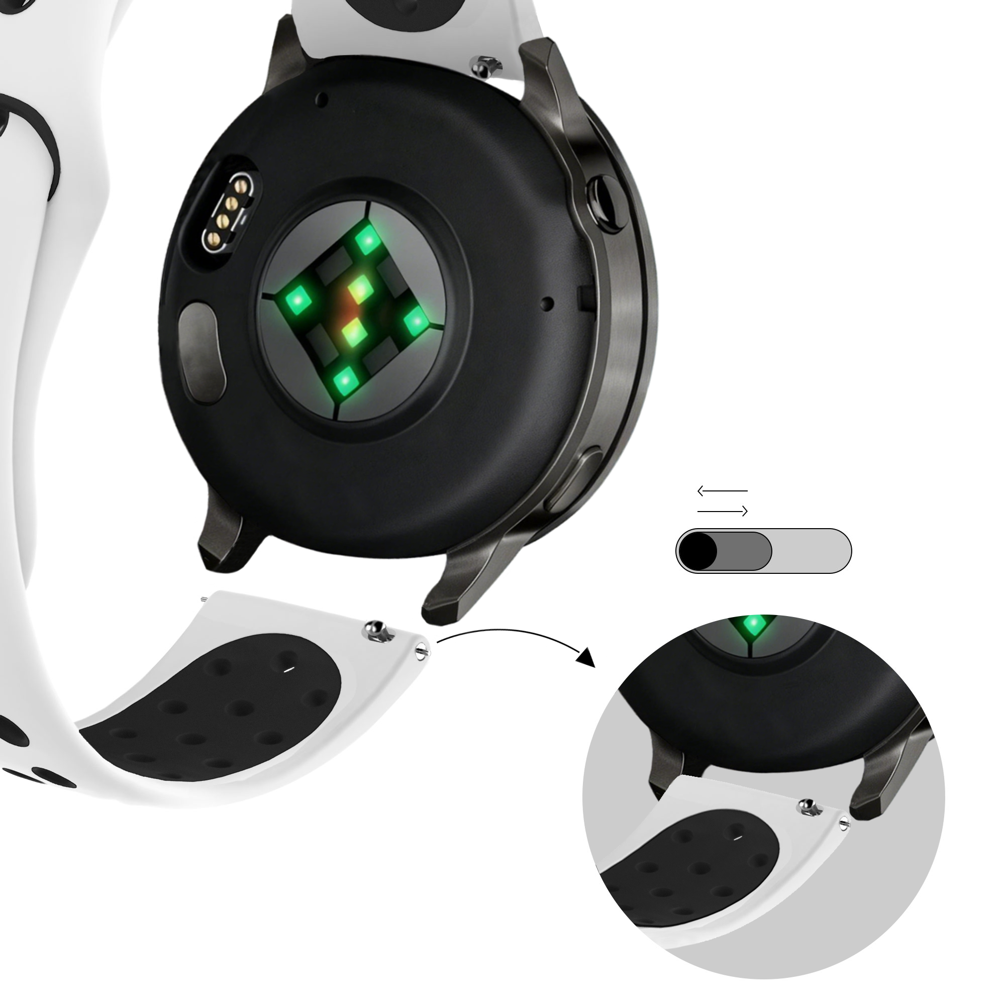 Bandz Garmin Vivoactive 3 Sport Strap 'Deluxe' (White/Black)